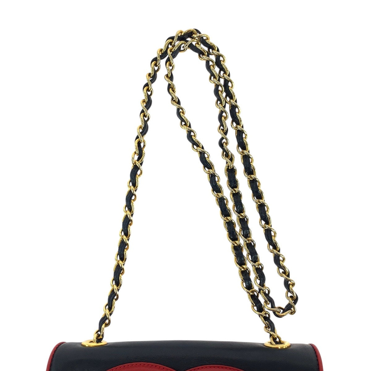 18667
CHANEL シャネル ヴィンテージ デカココマーク ネイビー レッド ゴールド金具 ラムスキン チェーンショルダーバッグ ポシェット レディース ABP215