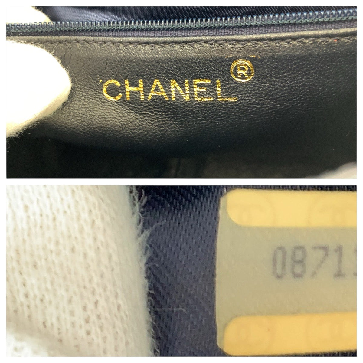18667
CHANEL シャネル ヴィンテージ デカココマーク ネイビー レッド ゴールド金具 ラムスキン チェーンショルダーバッグ ポシェット レディース ABP215