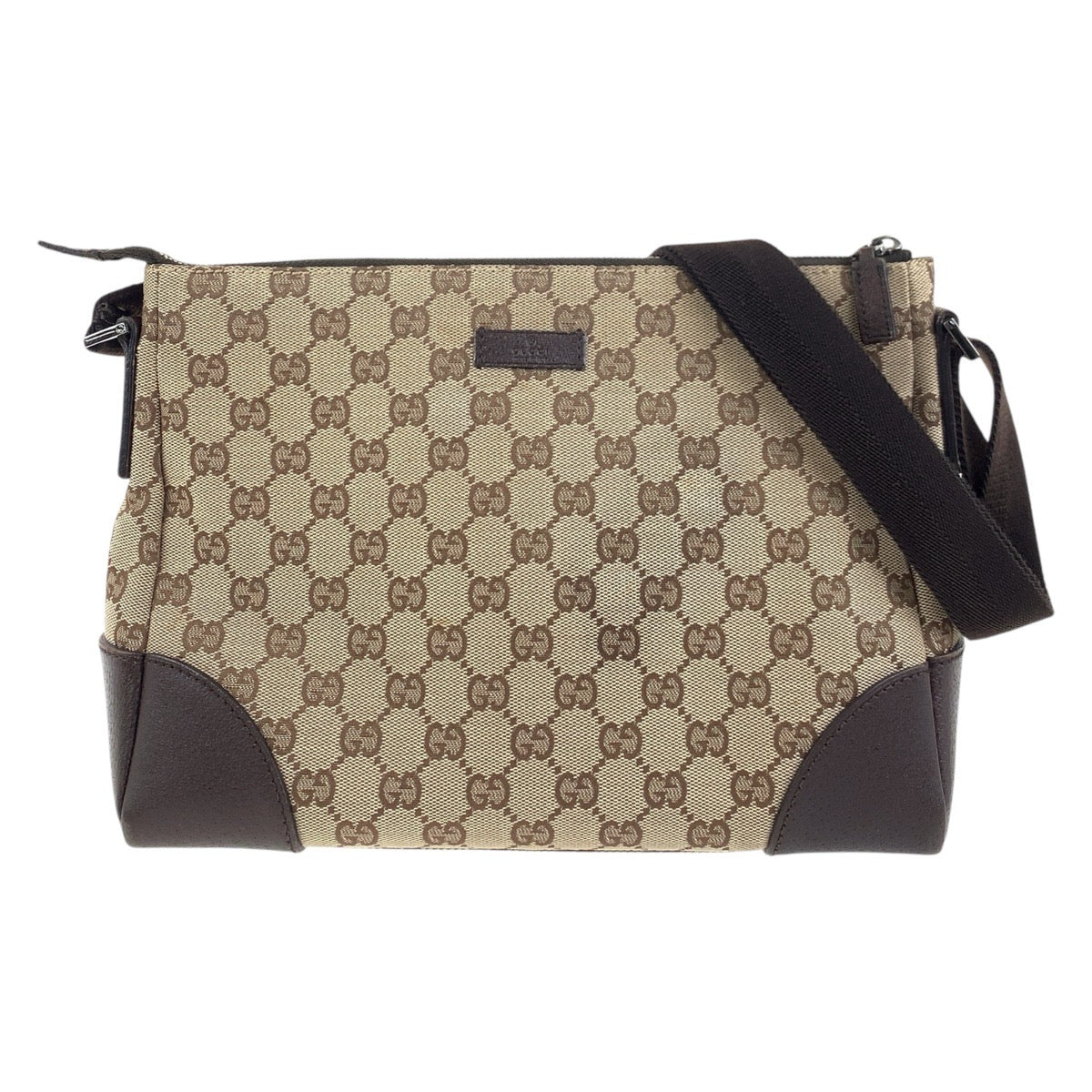 18670
GUCCI グッチ ブラウン シルバー金具 GGキャンバス / レザー 114273 ショルダーバッグ ポシェット レディース ABP48