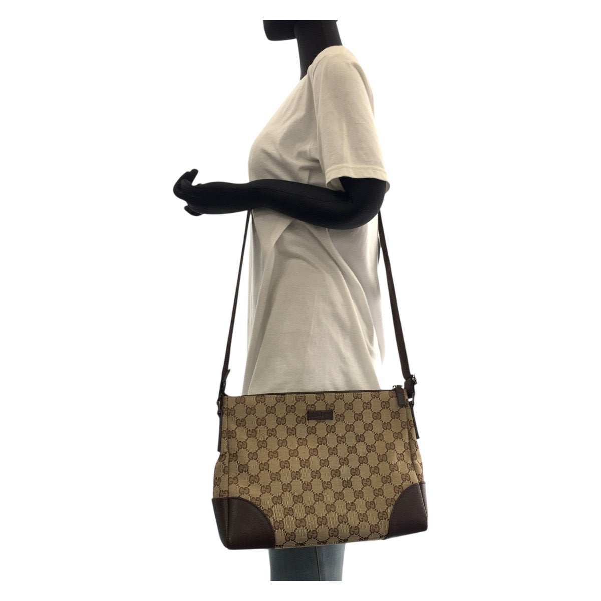 18670
GUCCI グッチ ブラウン シルバー金具 GGキャンバス / レザー 114273 ショルダーバッグ ポシェット レディース ABP48