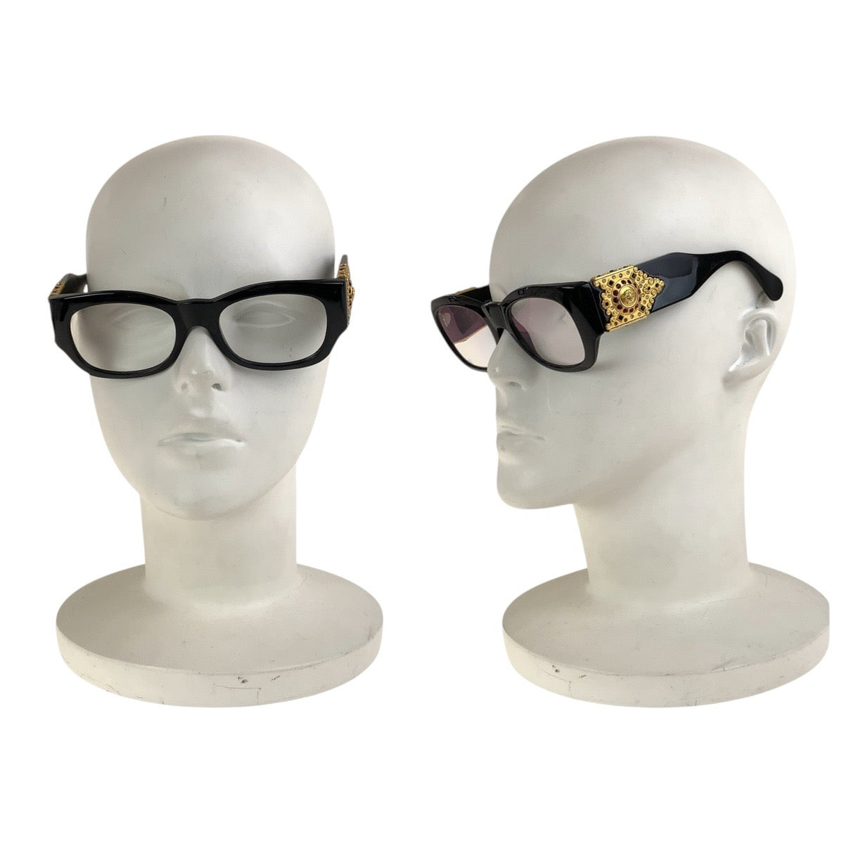 18671
Gianni Versace ジャンニ ヴェルサーチ ヴィンテージ メデューサ ビジュー ブラック 黒 ゴールド金具 プラスチック MOD 413/H COL Z52 サングラス 男女兼用 スクエア  メンズ