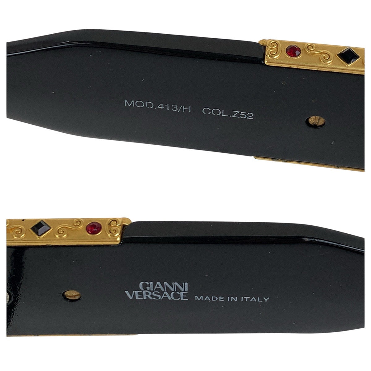 18671
Gianni Versace ジャンニ ヴェルサーチ ヴィンテージ メデューサ ビジュー ブラック 黒 ゴールド金具 プラスチック MOD 413/H COL Z52 サングラス 男女兼用 スクエア  メンズ