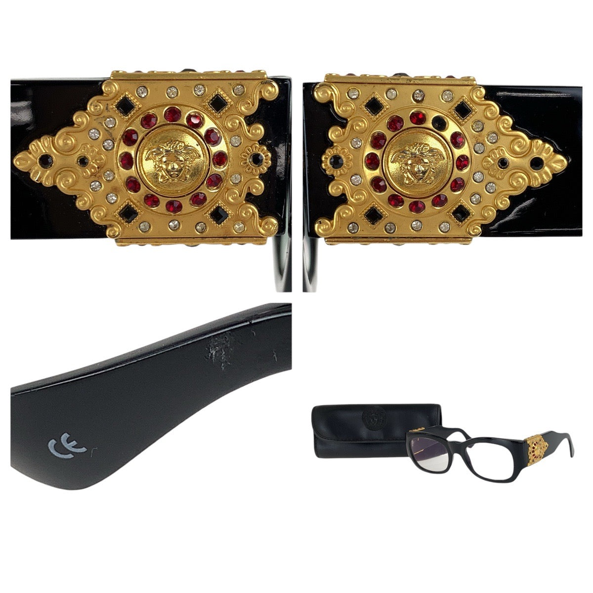 18671
Gianni Versace ジャンニ ヴェルサーチ ヴィンテージ メデューサ ビジュー ブラック 黒 ゴールド金具 プラスチック MOD 413/H COL Z52 サングラス 男女兼用 スクエア  メンズ