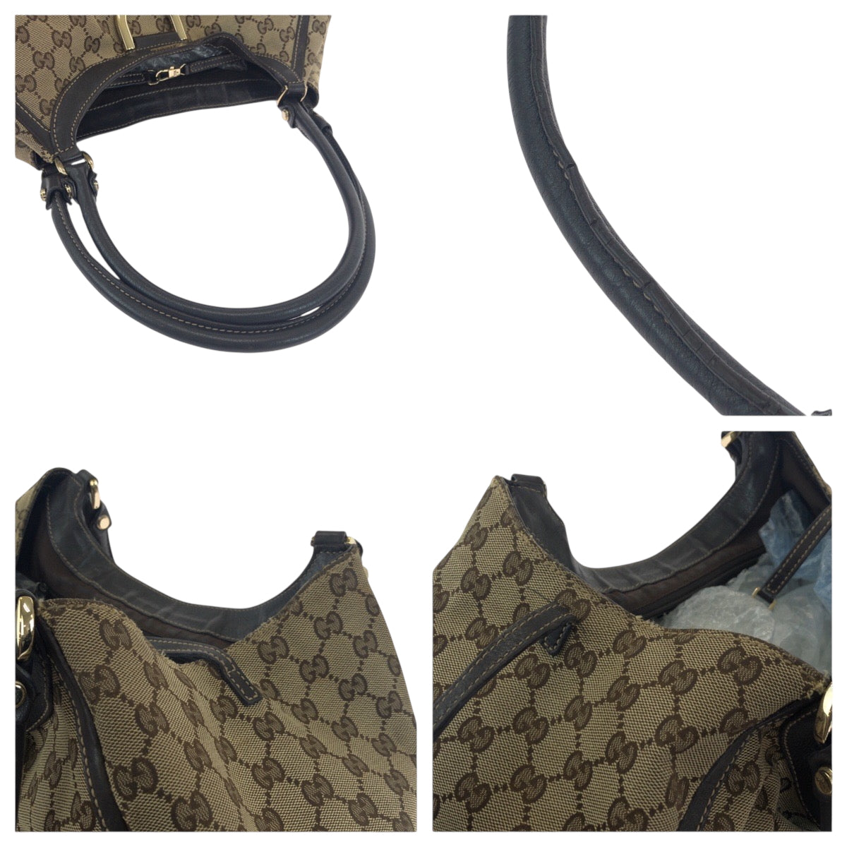 18677
GUCCI グッチ アビー ベージュ ブラウン ゴールド金具 GGキャンバス 189855 ハンドバッグ ショルダーバッグ  レディース