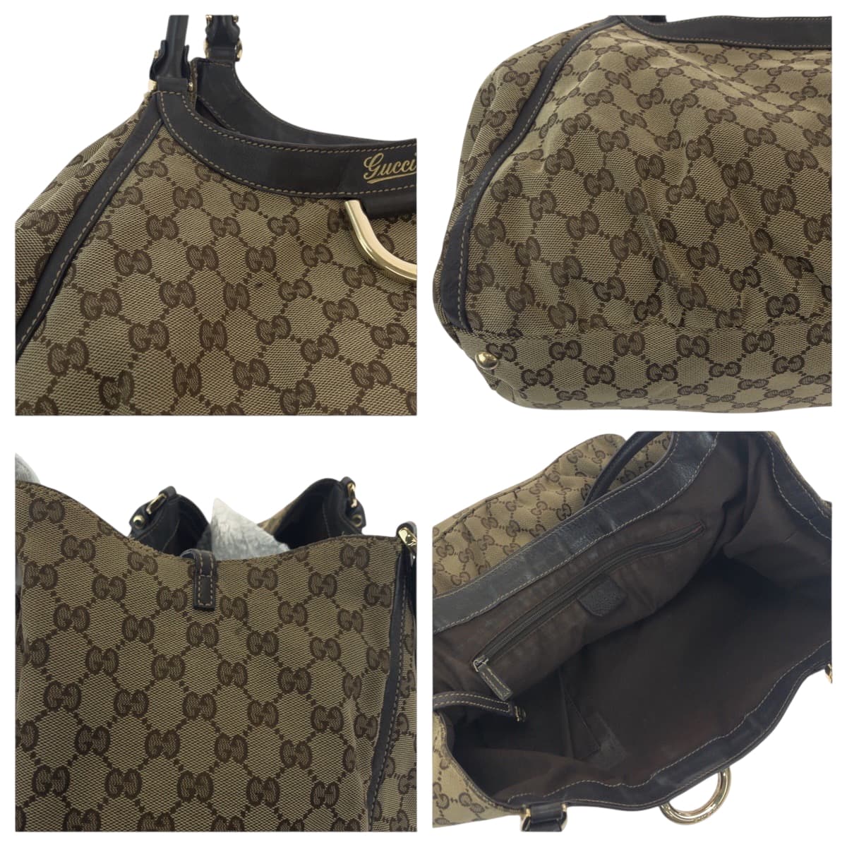 18677
GUCCI グッチ アビー ベージュ ブラウン ゴールド金具 GGキャンバス 189855 ハンドバッグ ショルダーバッグ  レディース