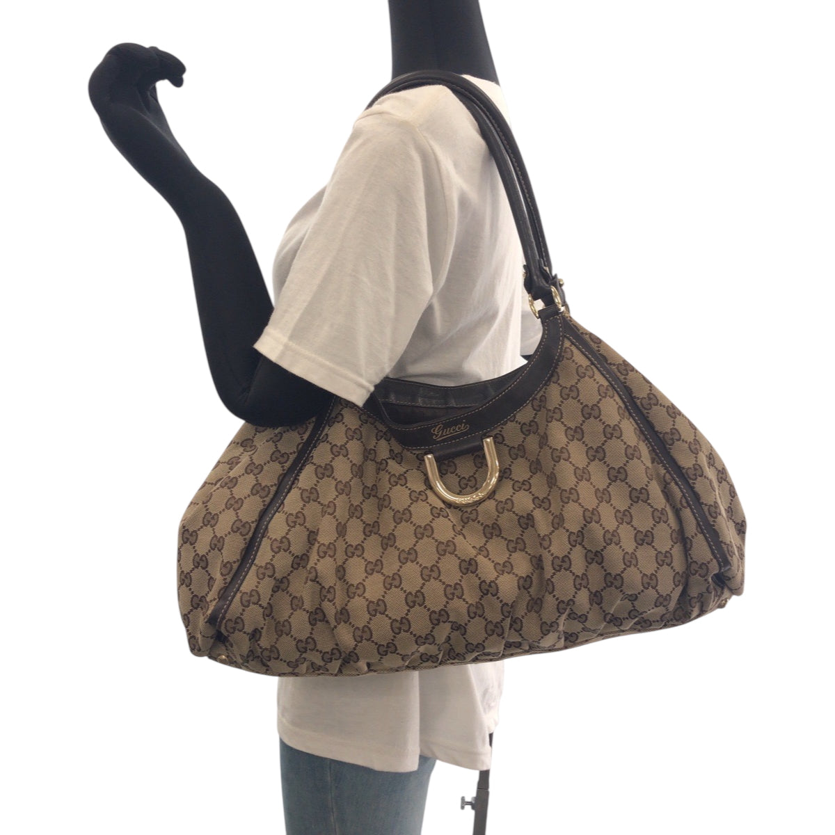 18677
GUCCI グッチ アビー ベージュ ブラウン ゴールド金具 GGキャンバス 189855 ハンドバッグ ショルダーバッグ  レディース