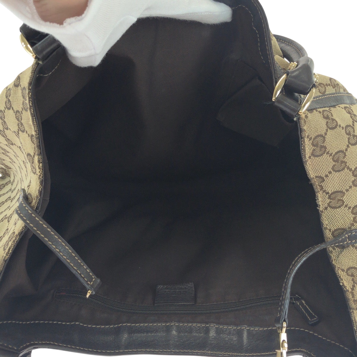 18677
GUCCI グッチ アビー ベージュ ブラウン ゴールド金具 GGキャンバス 189855 ハンドバッグ ショルダーバッグ  レディース