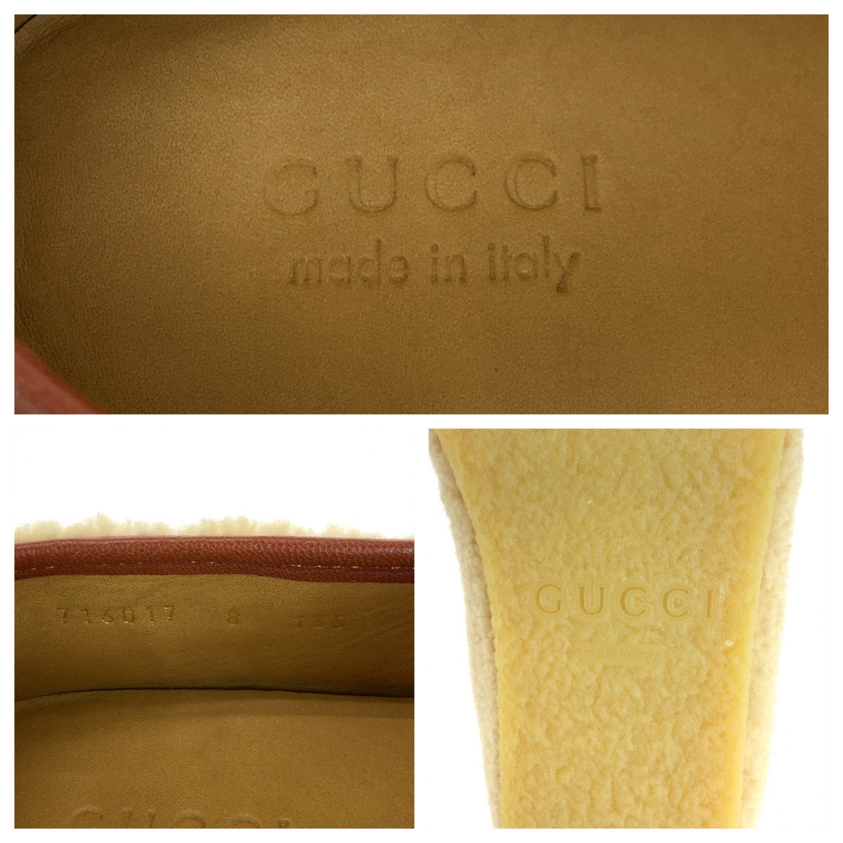18679
GUCCI グッチ ホースビット ムートン サイズ8 ブラウン ゴールド金具 ムートン 716017 ローファー モカシン メンズ N30
