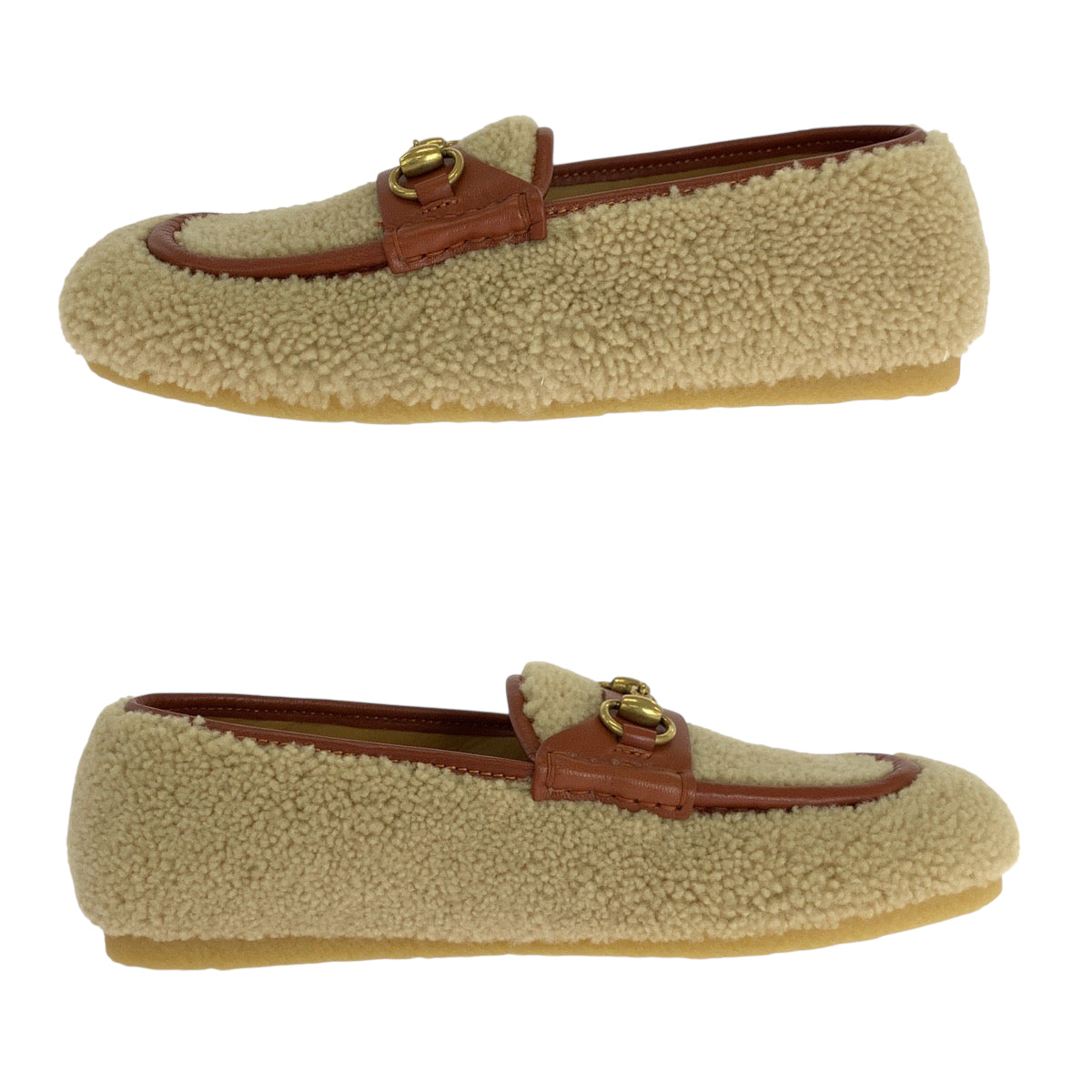 18679
GUCCI グッチ ホースビット ムートン サイズ8 ブラウン ゴールド金具 ムートン 716017 ローファー モカシン メンズ N30