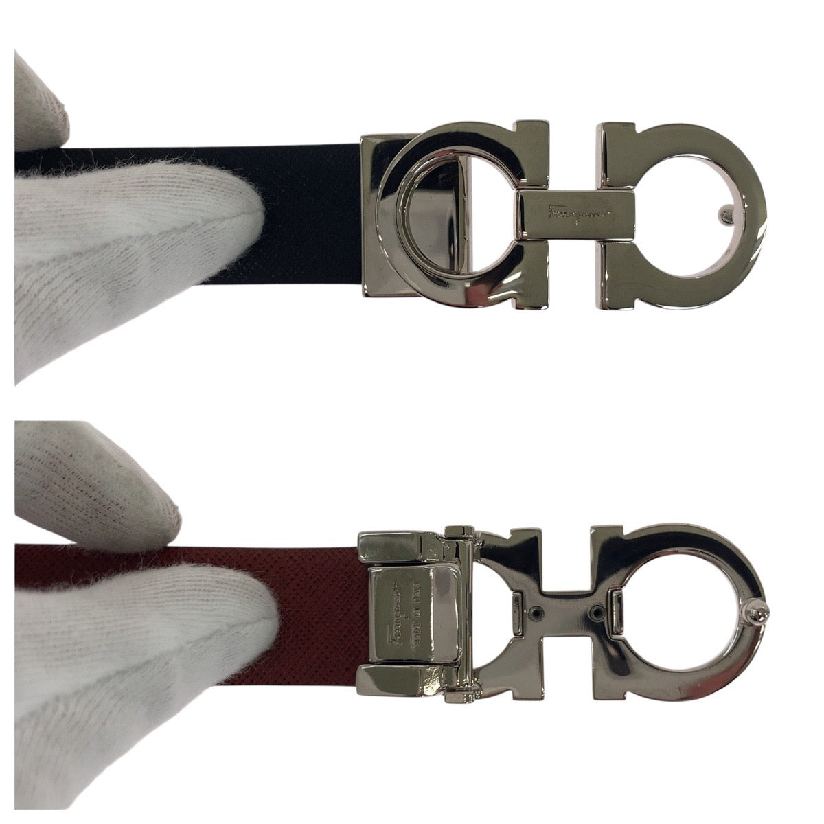 18683
Salvatore Ferragamo サルヴァトーレフェラガモ ガンチーニ ブラック 黒 シルバー金具 レザー ベルト 男女兼用  レディース SA16