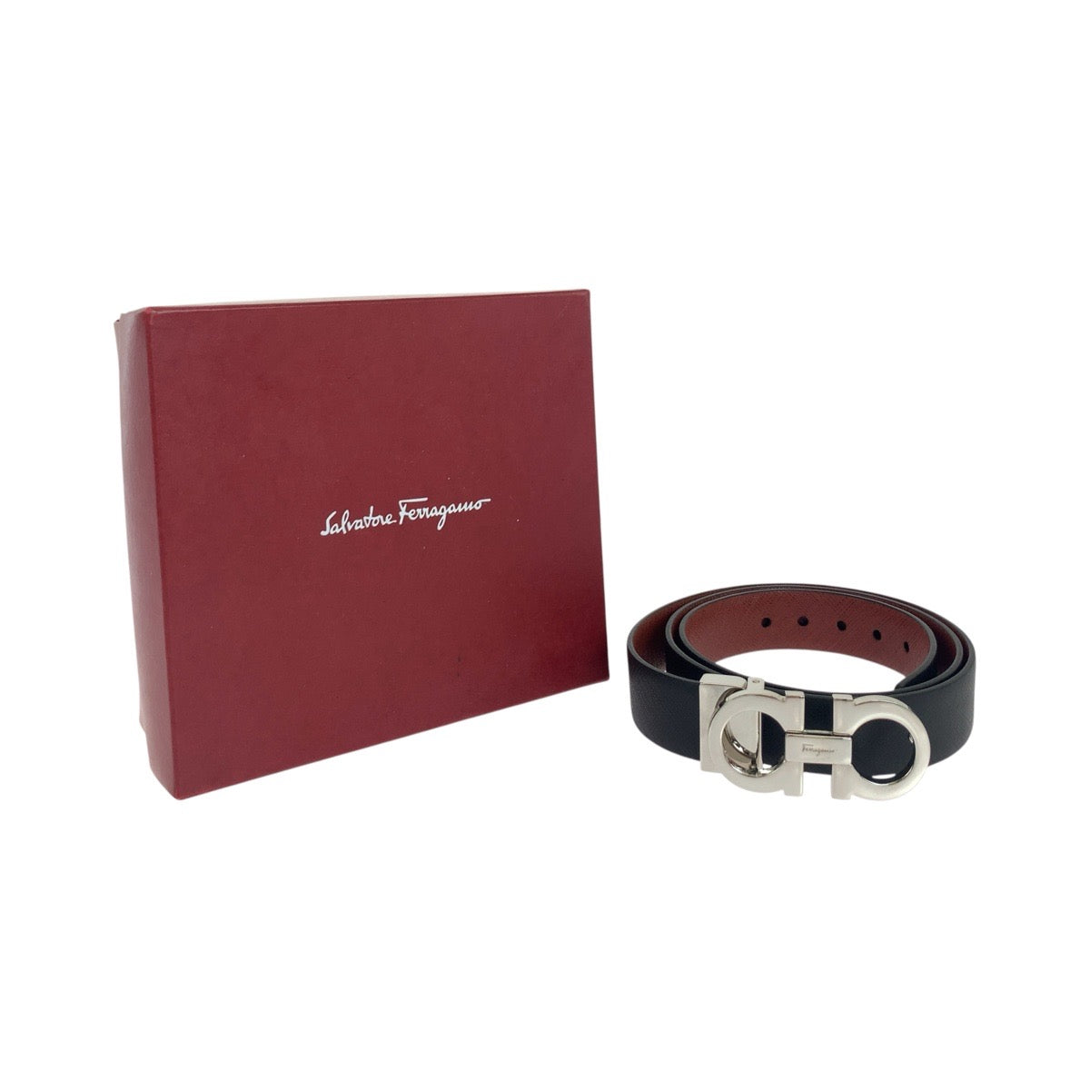 18683
Salvatore Ferragamo サルヴァトーレフェラガモ ガンチーニ ブラック 黒 シルバー金具 レザー ベルト 男女兼用  レディース SA16