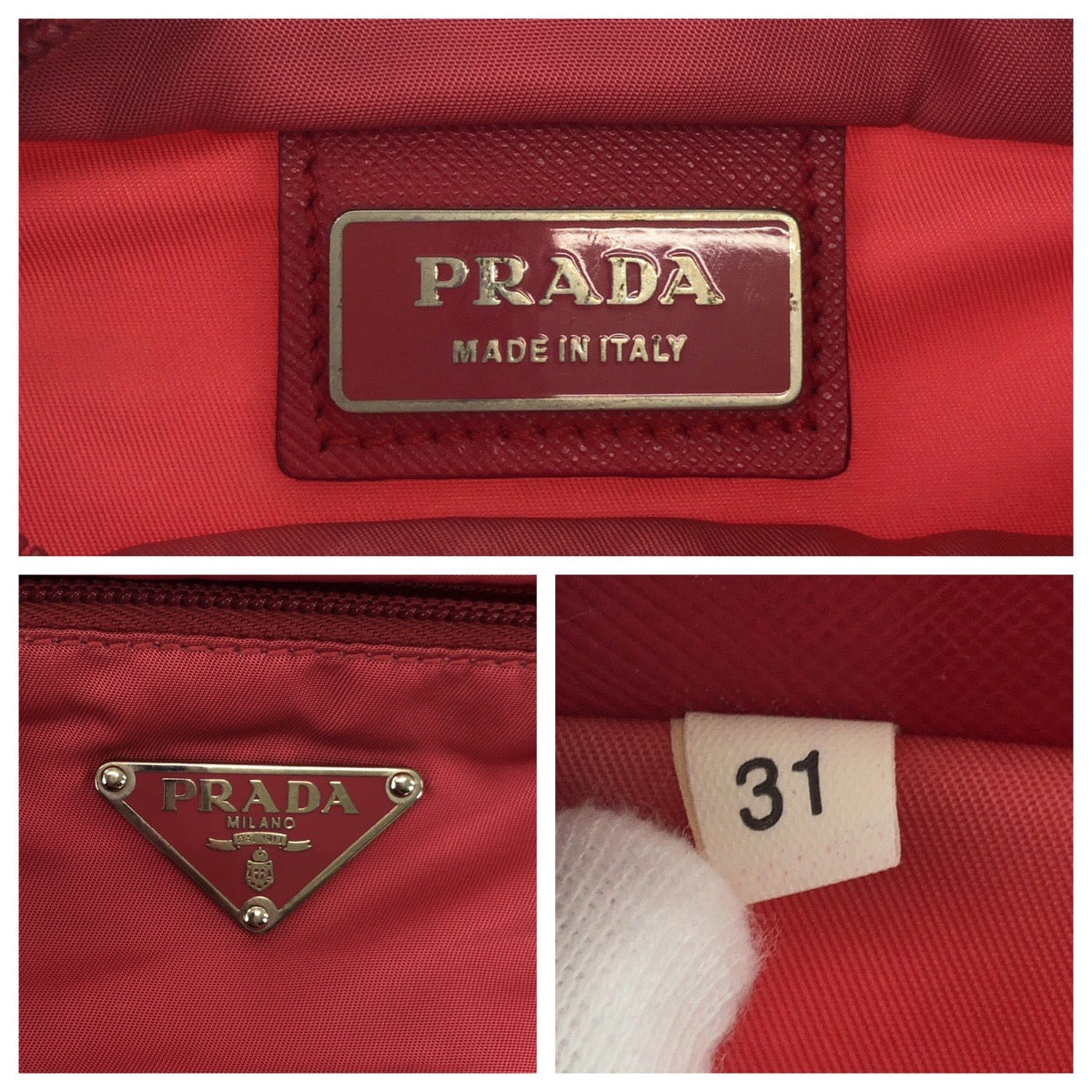 18685
PRADA プラダ テスート 三角ロゴプレート ピンク ベージュ シルバー金具 ナイロン ショルダーバッグ サコッシュ  レディース AB16