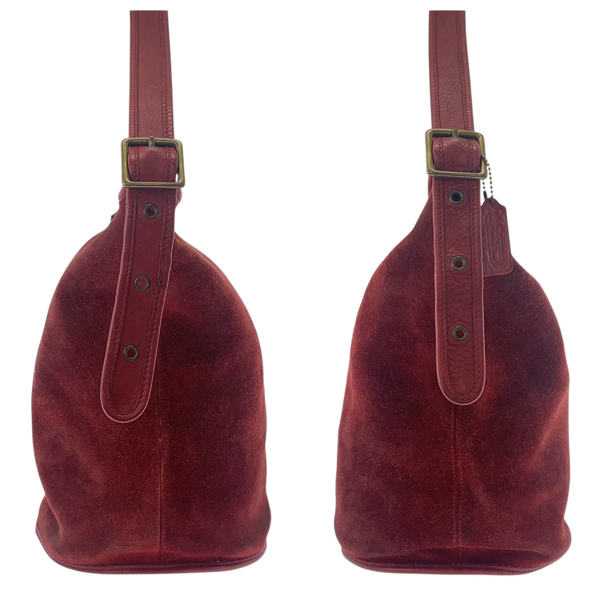18689
COACH コーチ ヴィンテージ オールドコーチ レッド ゴールド金具 スウェード / レザー ショルダーバッグ  レディース