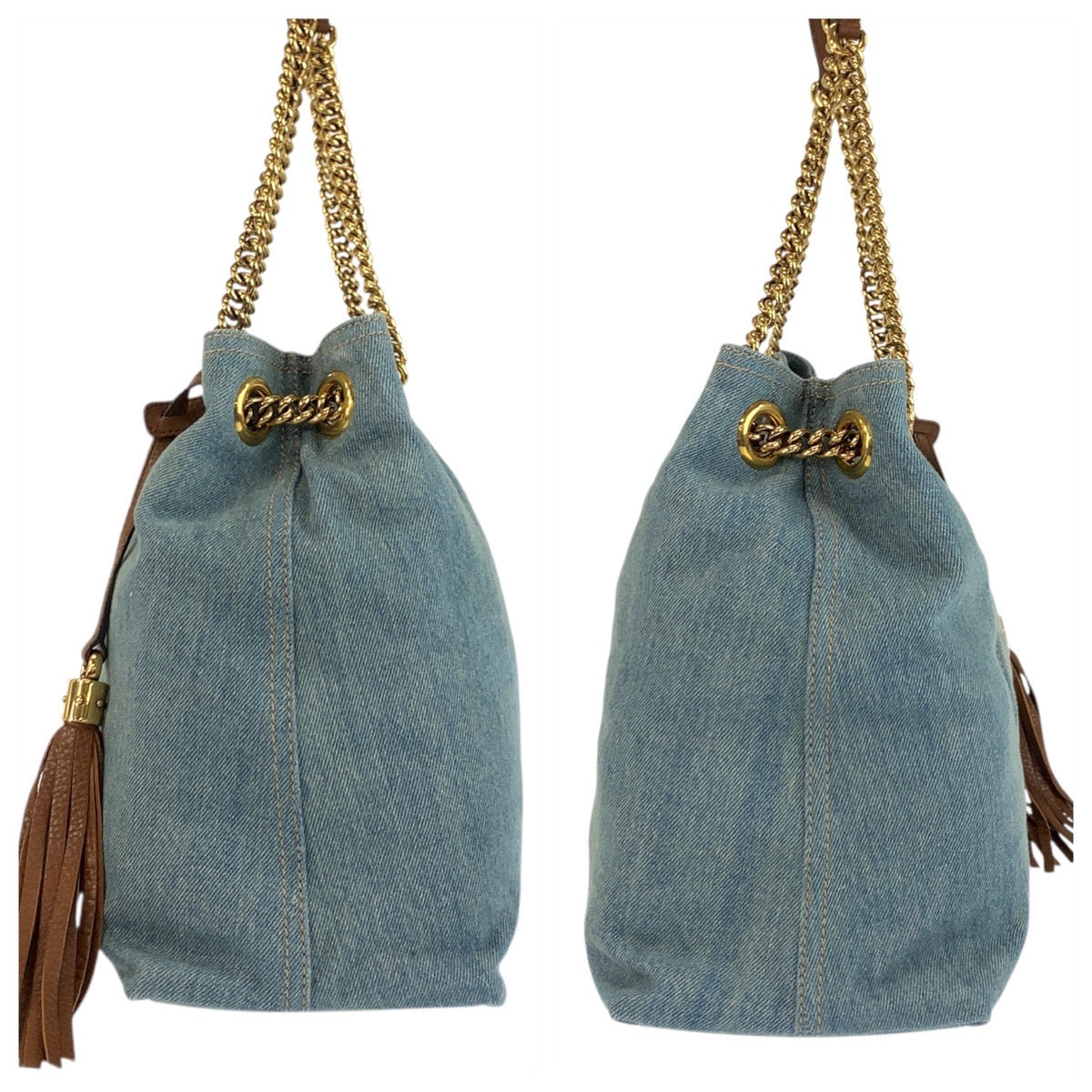 18694
GUCCI グッチ ソーホー インターロッキング ブルー ブラウン ゴールド金具 デニム 308982 ショルダーバッグ トートバッグ  レディース ABP78