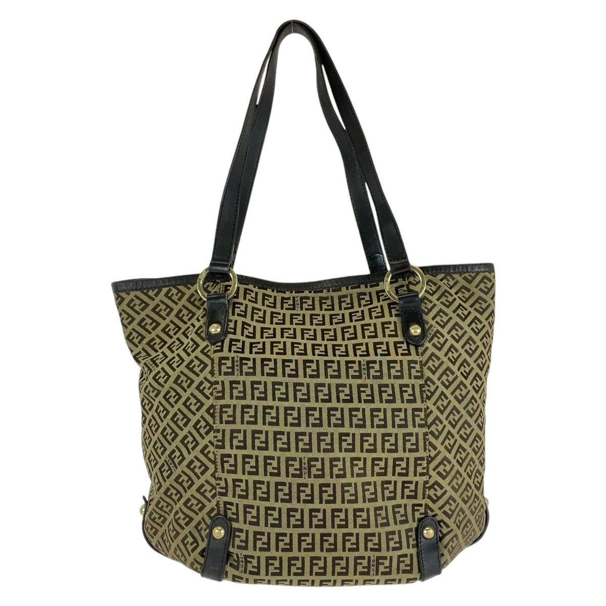 18698
FENDI Fendi Vintage Zucchino Brown Gold Hardware Canvas / Leather 8BH197 Tote Bag Shoulder Bag Ladies AB30