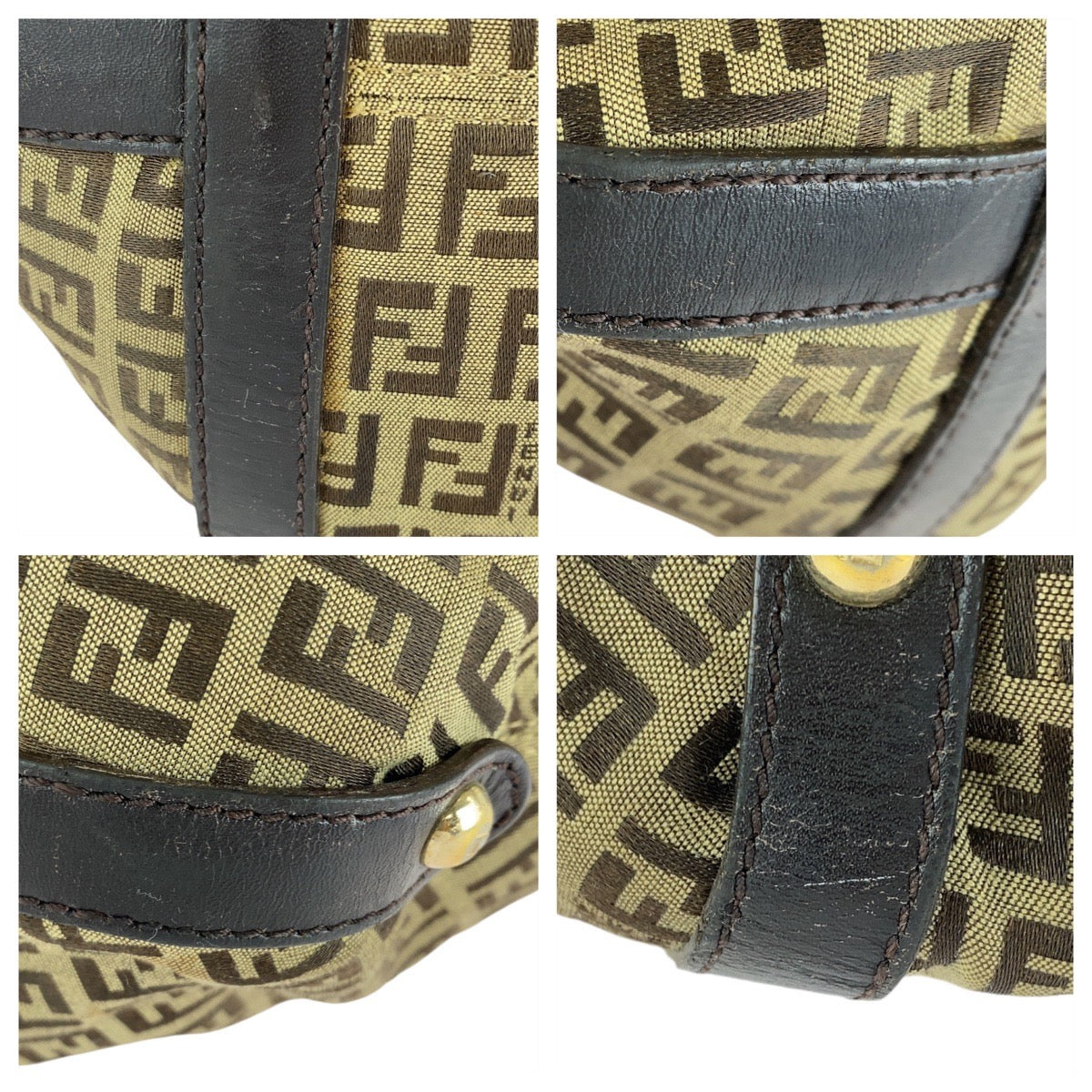 18698
FENDI Fendi Vintage Zucchino Brown Gold Hardware Canvas / Leather 8BH197 Tote Bag Shoulder Bag Ladies AB30
