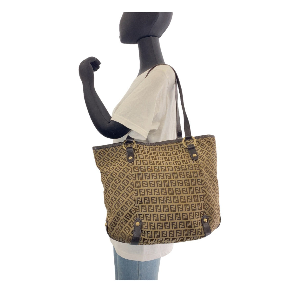 18698
FENDI Fendi Vintage Zucchino Brown Gold Hardware Canvas / Leather 8BH197 Tote Bag Shoulder Bag Ladies AB30