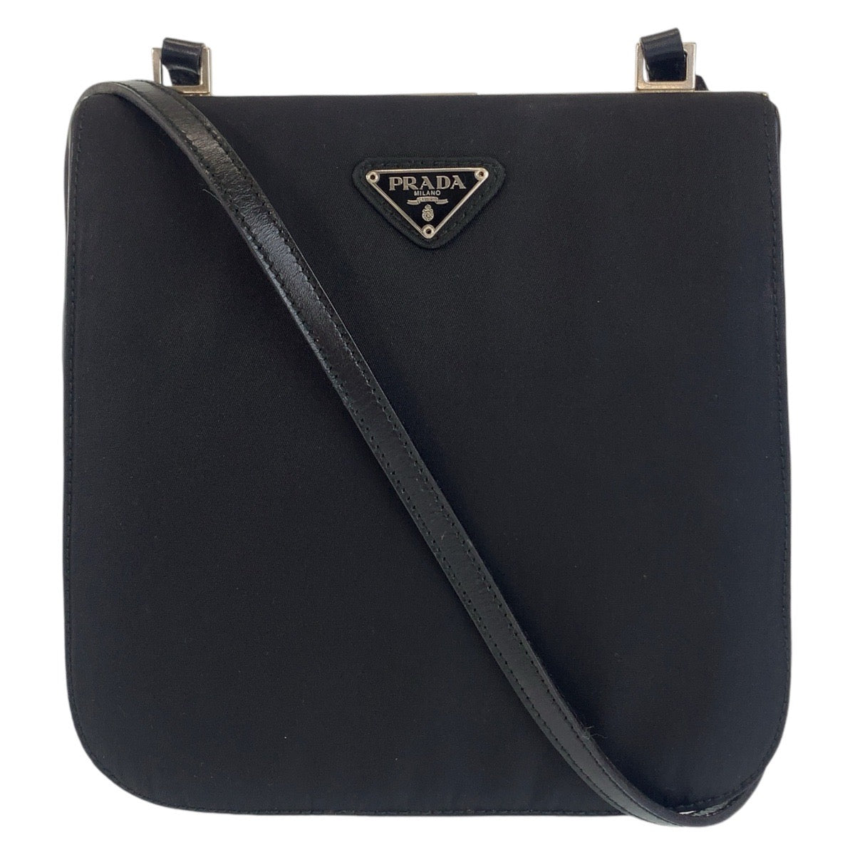 18700
PRADA プラダ テスート 三角ロゴプレート ブラック 黒 シルバー金具 ナイロン ショルダーバッグ ポシェット  レディース ABP50