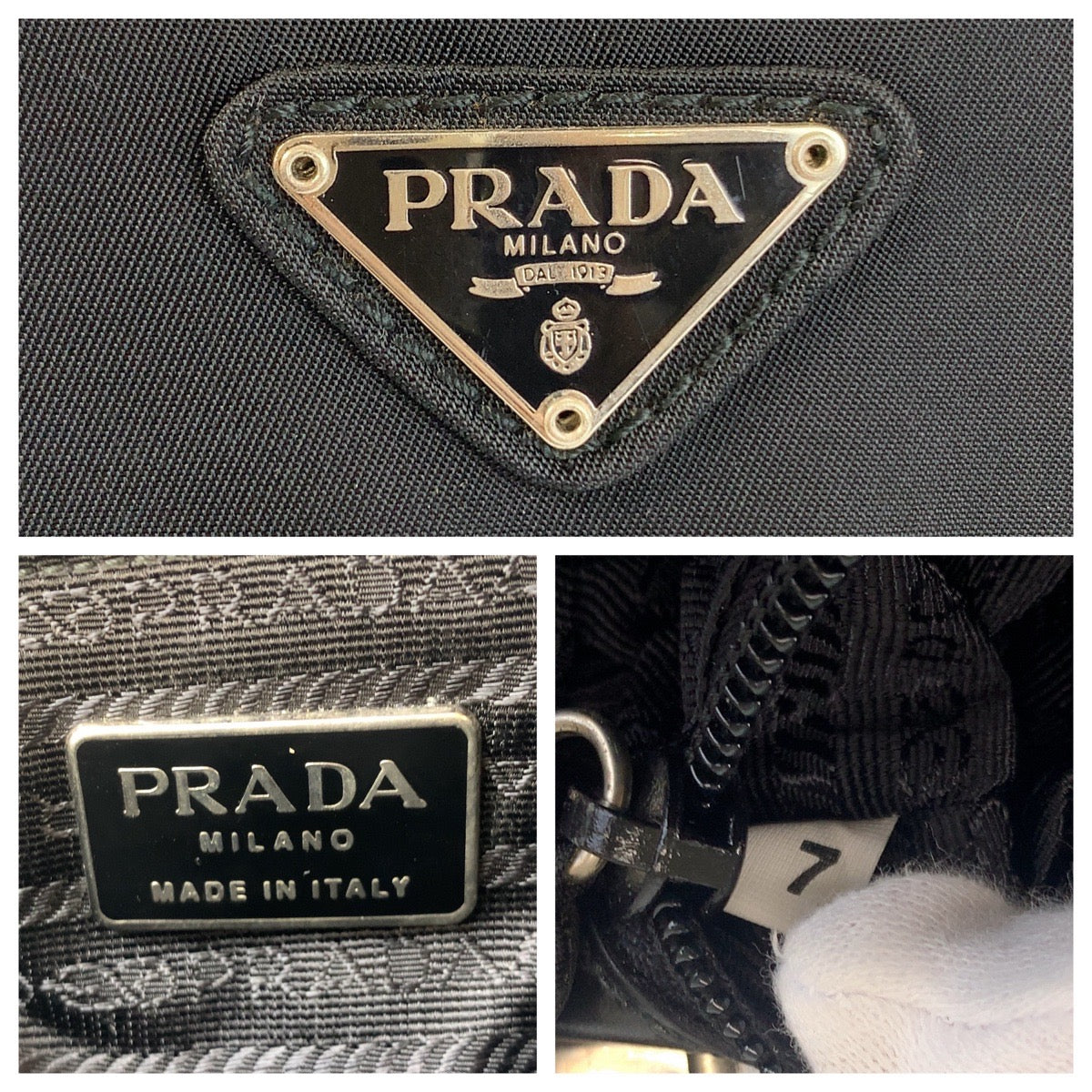 18700
PRADA プラダ テスート 三角ロゴプレート ブラック 黒 シルバー金具 ナイロン ショルダーバッグ ポシェット  レディース ABP50