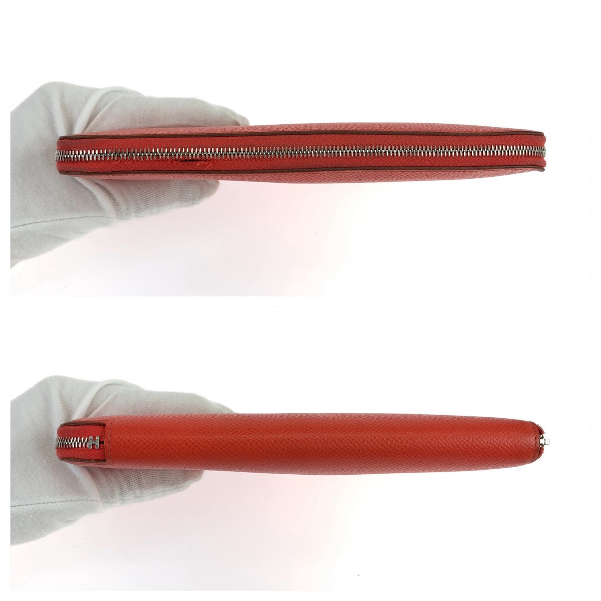 18701
HERMES エルメス アザップロング シルクイン レッド オレンジ ヴォーエプソン 長財布 ラウンドファスナー A刻印 レディース AB32