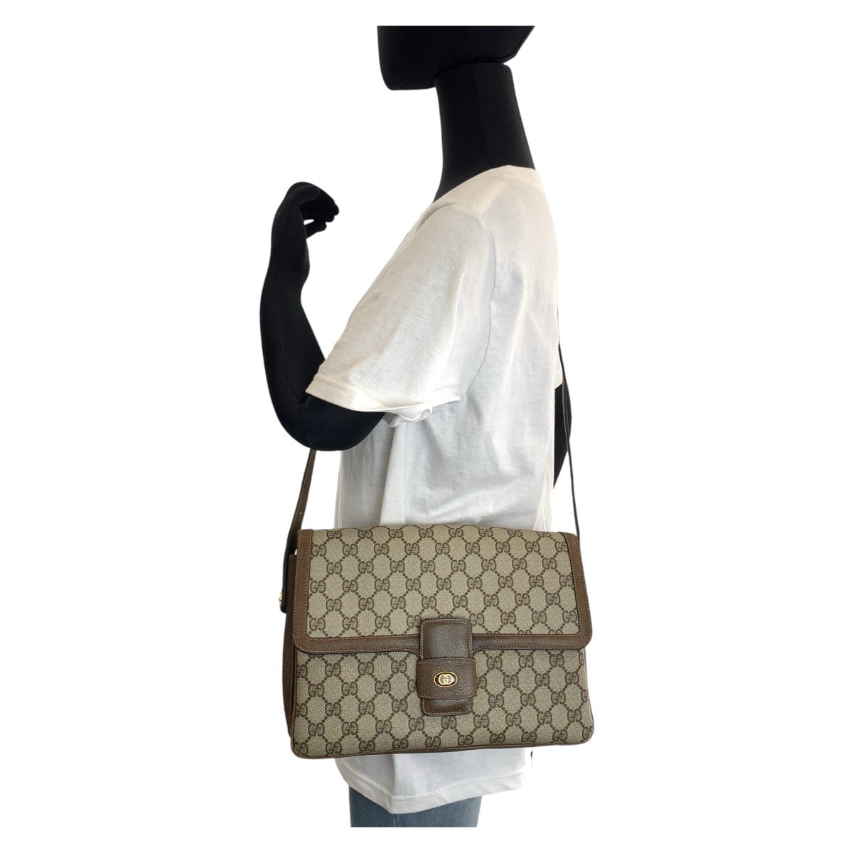 18706
GUCCI グッチ オールドグッチ ブラウン ゴールド金具 GGスプリームキャンバス / レザー 14 01 4084 ショルダーバッグ ポシェット レディース AB40