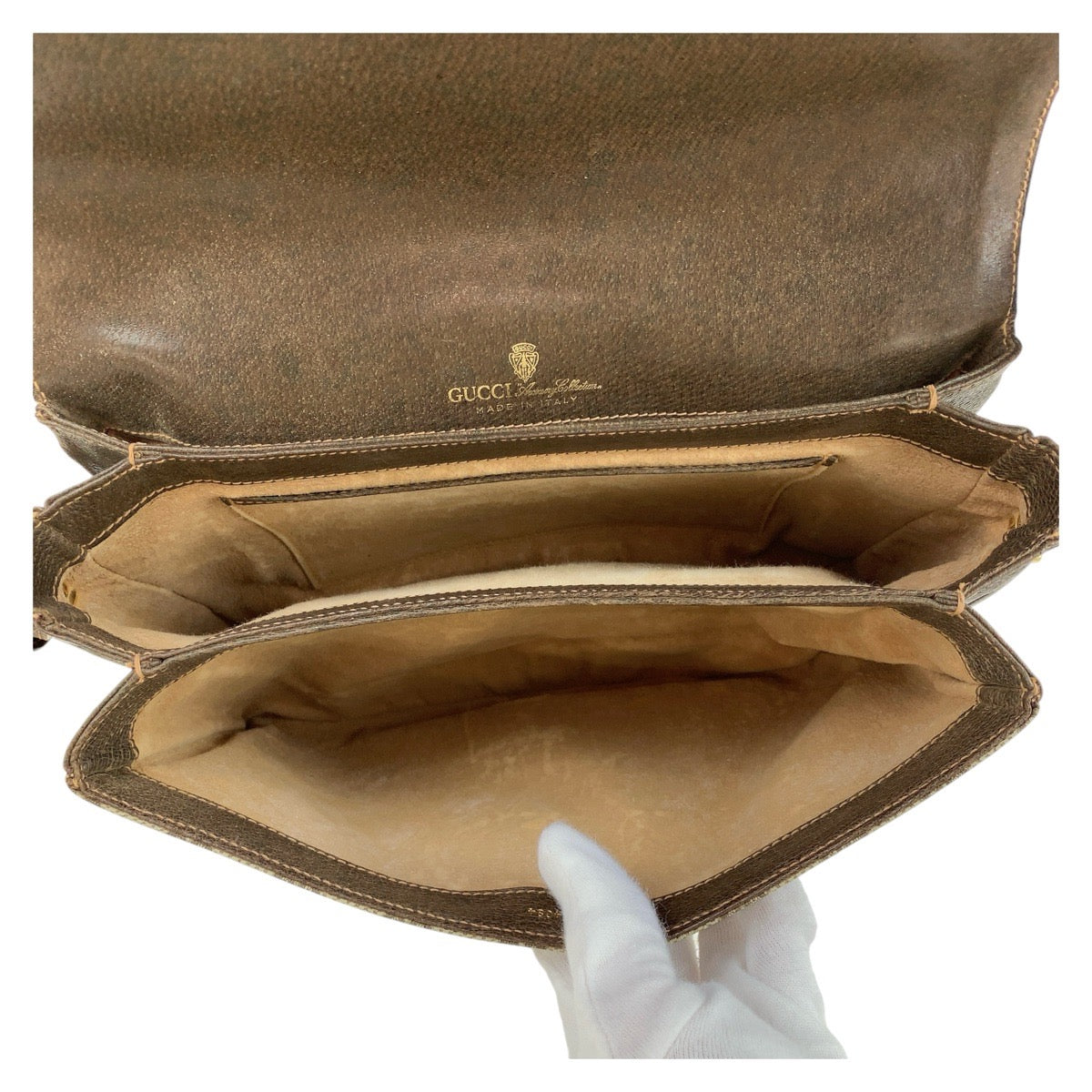 18706
GUCCI グッチ オールドグッチ ブラウン ゴールド金具 GGスプリームキャンバス / レザー 14 01 4084 ショルダーバッグ ポシェット レディース AB40