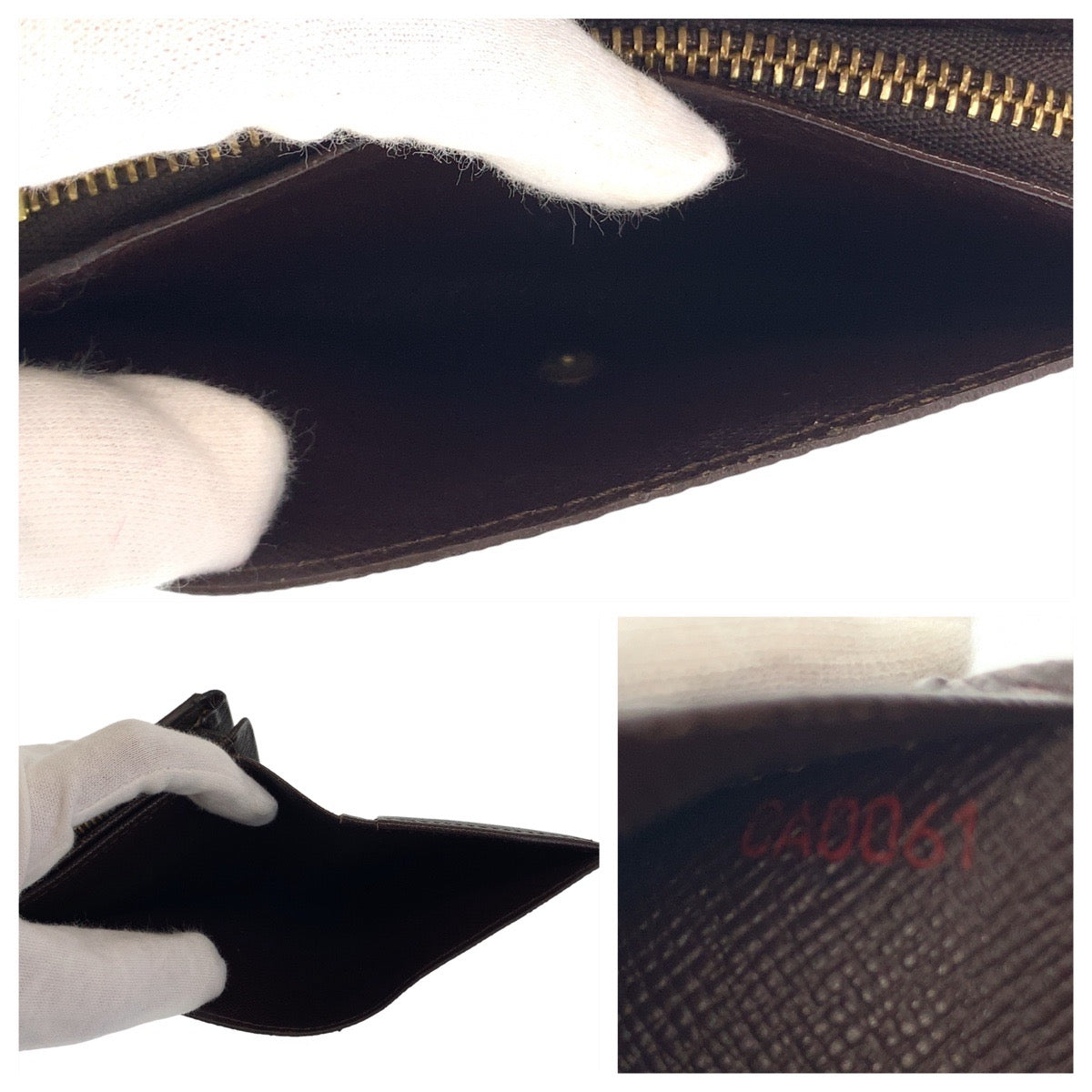 18707
LOUIS VUITTON ルイヴィトン ダミエ ポルトフォイユ トレゾール ブラウン ゴールド金具 PVC N61730 折財布 コンパクトウォレット レディース ABP32
