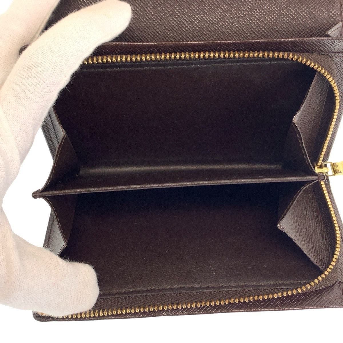 18707
LOUIS VUITTON ルイヴィトン ダミエ ポルトフォイユ トレゾール ブラウン ゴールド金具 PVC N61730 折財布 コンパクトウォレット レディース ABP32