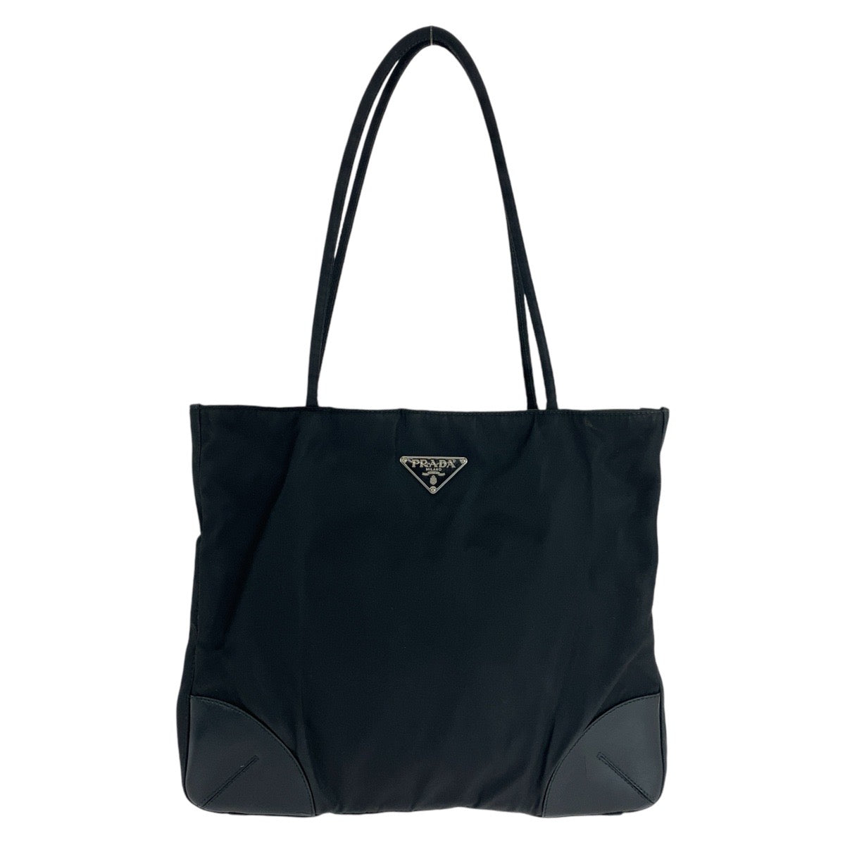 18709
PRADA プラダ テスート 三角ロゴプレート ブラック 黒 シルバー金具 ナイロン トートバッグ ショルダーバッグ  レディース ABP40