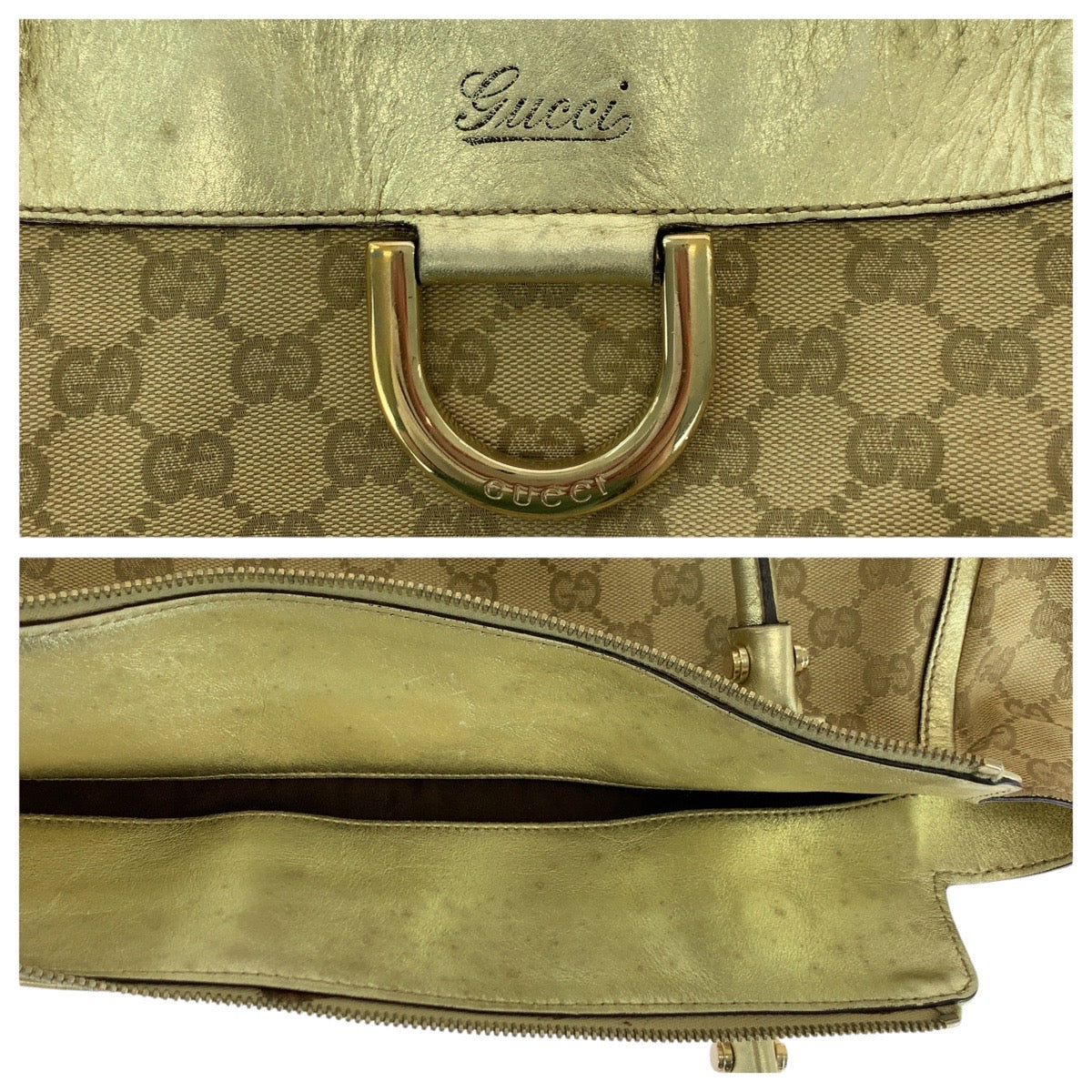 18710
GUCCI グッチ アビー ベージュ ゴールド GGキャンバス / レザー 189831 トートバッグ ショルダーバッグ  レディース AB39