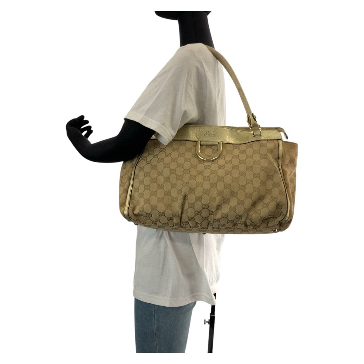 18710
GUCCI グッチ アビー ベージュ ゴールド GGキャンバス / レザー 189831 トートバッグ ショルダーバッグ  レディース AB39