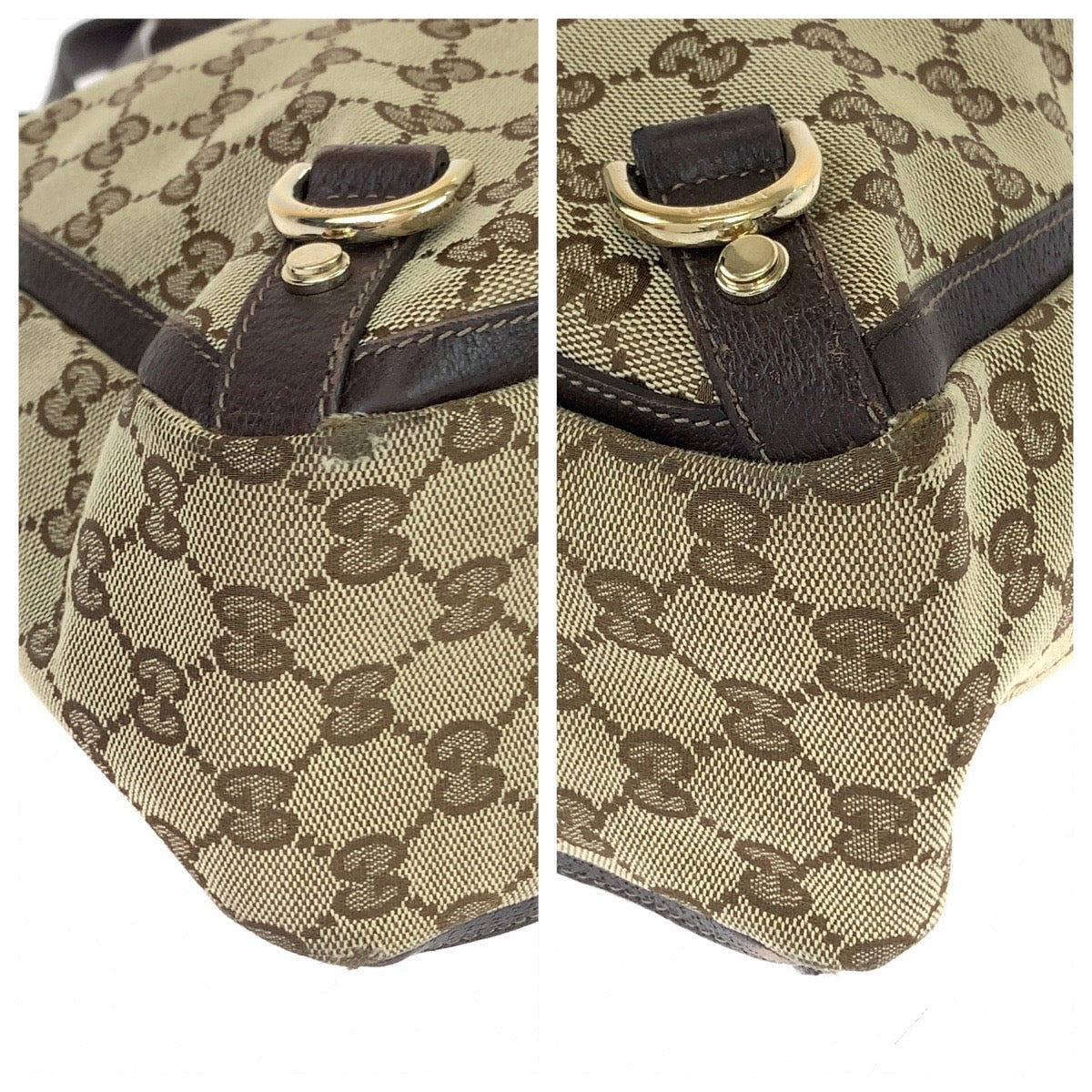 18711
GUCCI グッチ アビー ベージュ ブラウン ゴールド金具 GGキャンバス / レザー 170004 トートバッグ ショルダーバッグ  レディース AB35