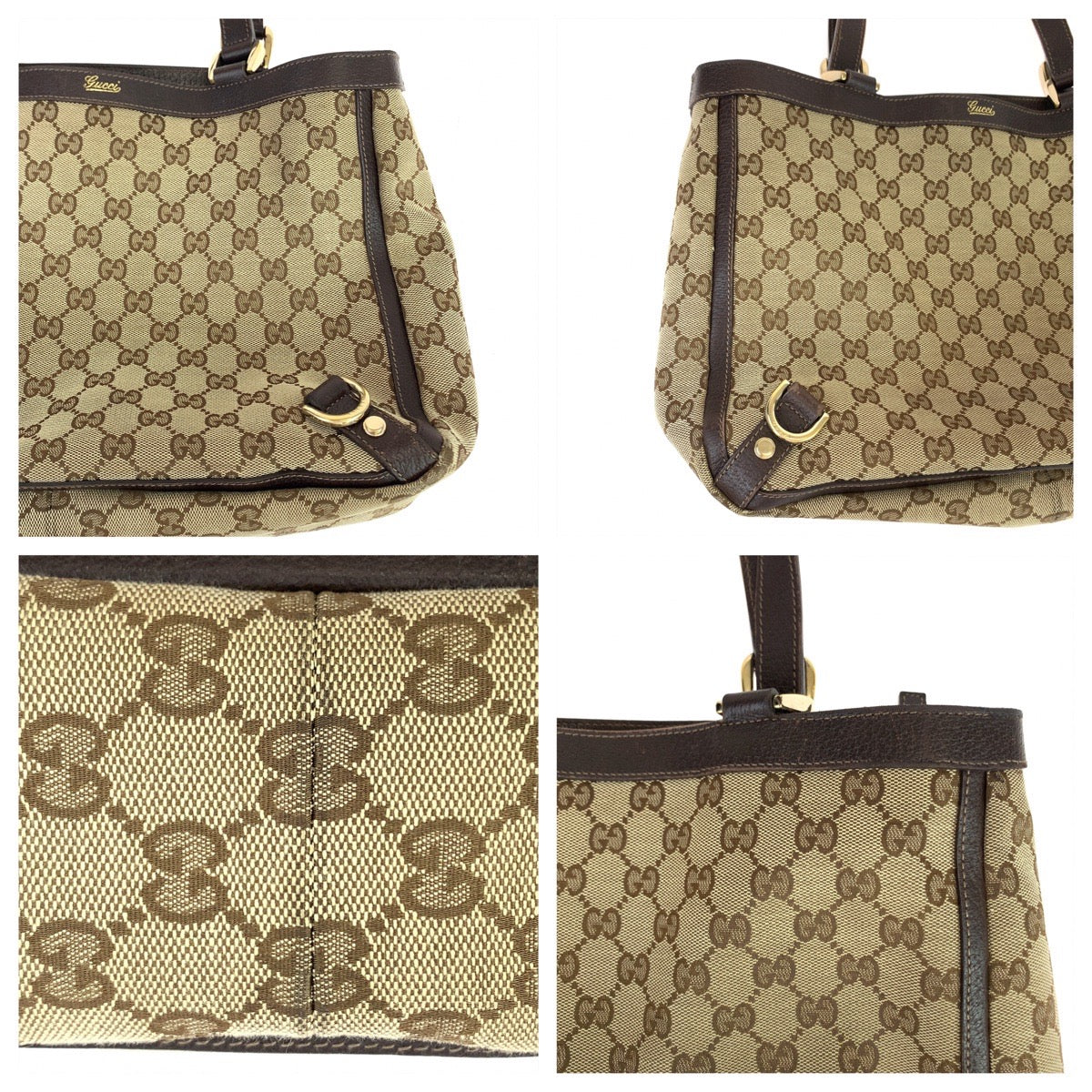 18711
GUCCI グッチ アビー ベージュ ブラウン ゴールド金具 GGキャンバス / レザー 170004 トートバッグ ショルダーバッグ  レディース AB35