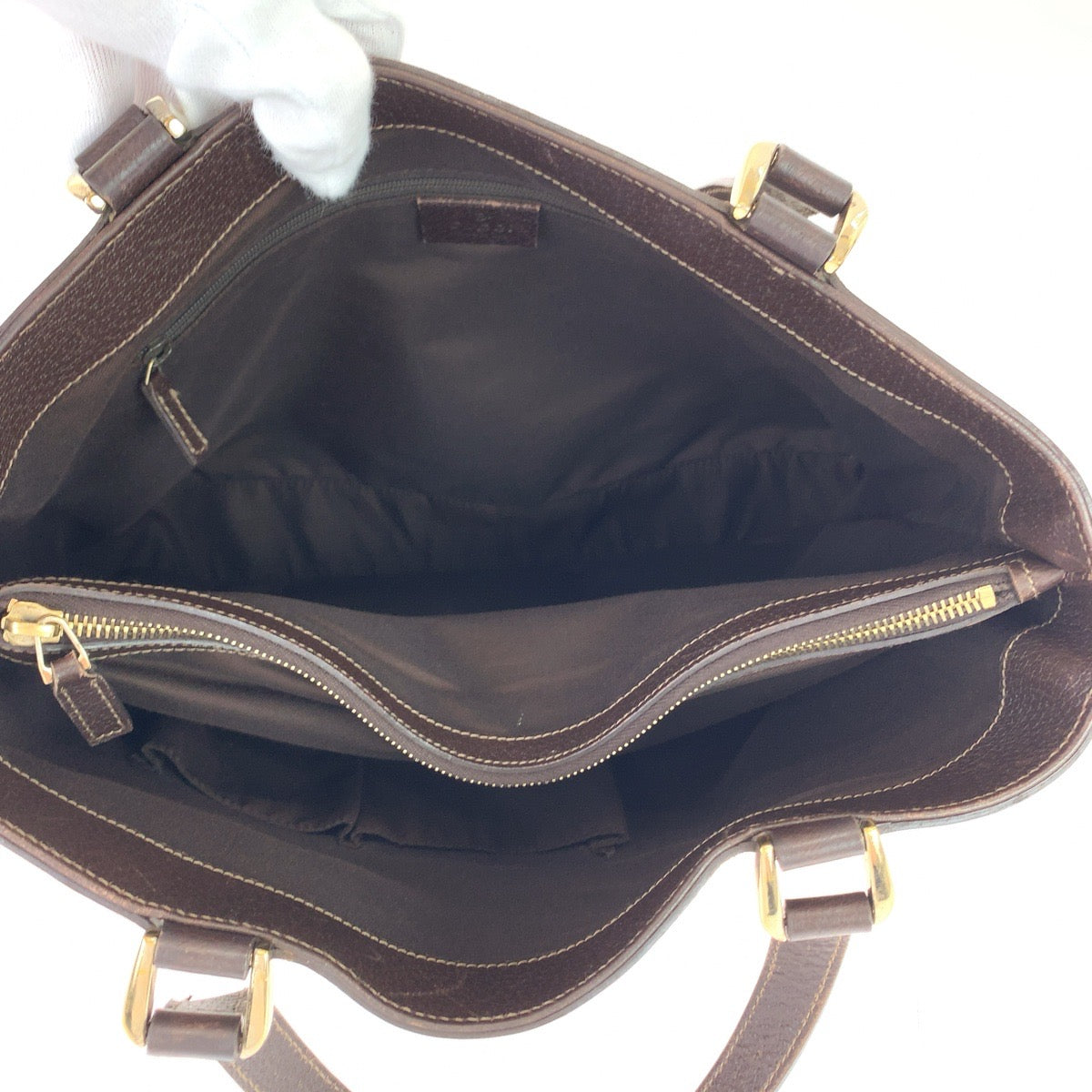 18711
GUCCI グッチ アビー ベージュ ブラウン ゴールド金具 GGキャンバス / レザー 170004 トートバッグ ショルダーバッグ  レディース AB35