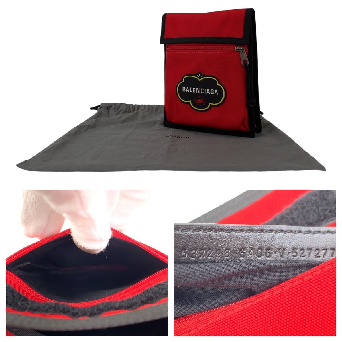 18712
BALENCIAGA Balenciaga Explorer BB Logo Red Silver Hardware Nylon Shoulder Bag Pochette Men's AB39