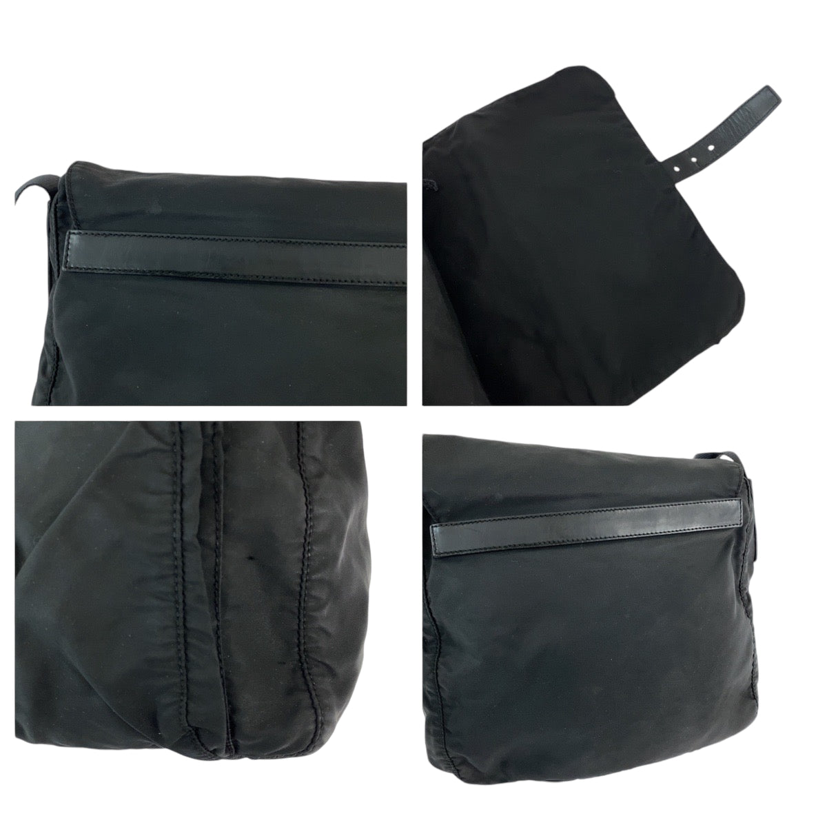 18713
PRADA プラダ テスート 三角ロゴプレート ブラック 黒 シルバー金具 ナイロン ショルダーバッグ ポシェット  レディース AB39