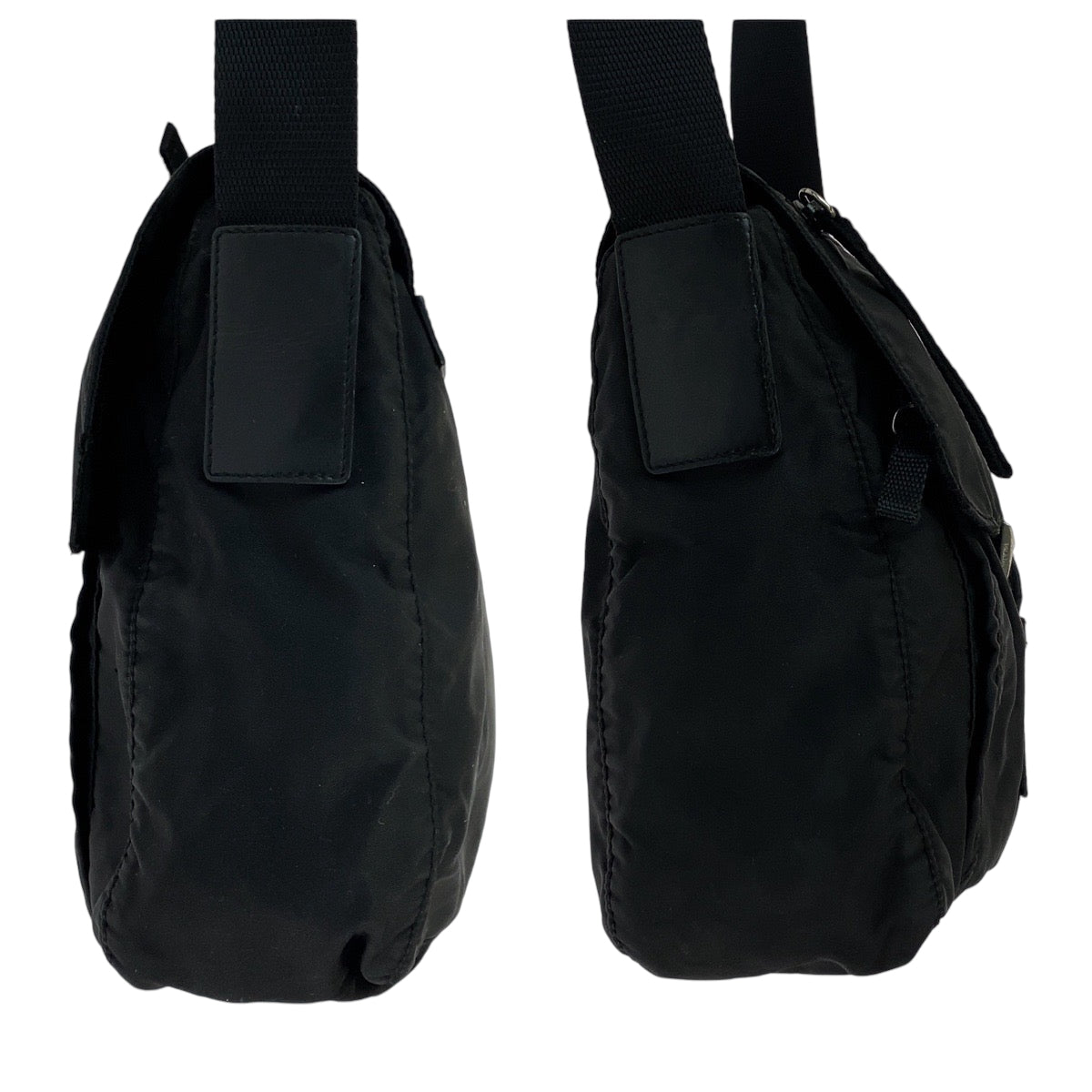 18713
PRADA プラダ テスート 三角ロゴプレート ブラック 黒 シルバー金具 ナイロン ショルダーバッグ ポシェット  レディース AB39