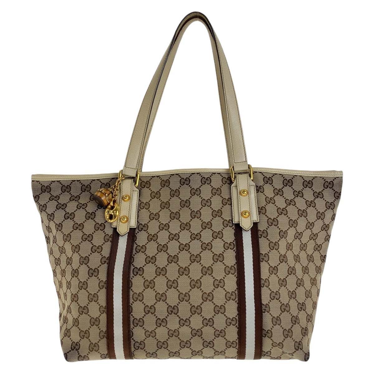 18715
GUCCI グッチ シェリーライン バンブー ブラウン ゴールド金具 GGキャンバス / レザー 139260 トートバッグ ショルダーバッグ  レディース AB39
