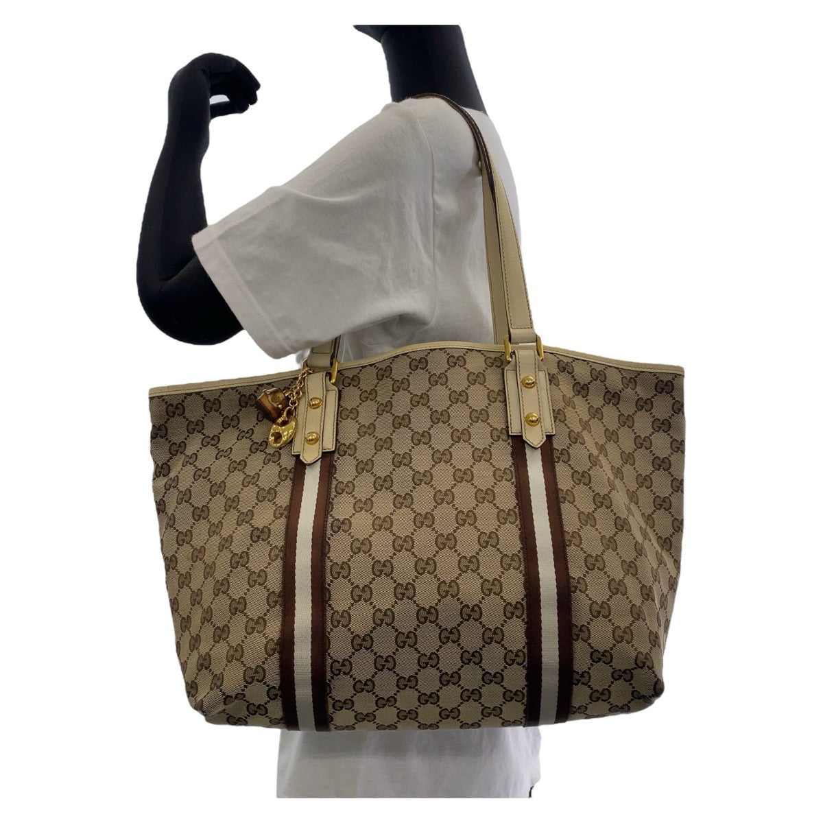18715
GUCCI グッチ シェリーライン バンブー ブラウン ゴールド金具 GGキャンバス / レザー 139260 トートバッグ ショルダーバッグ  レディース AB39