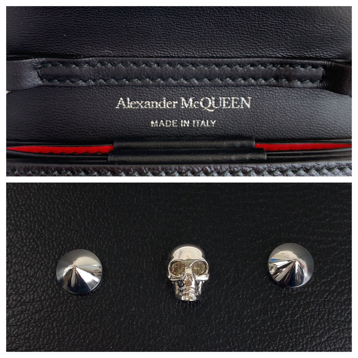 18716
Alexander McQueen アレキサンダーマックイーン スカル スタッズ ブラック 黒 シルバー金具 レザー チェーンウォレット ミニショルダーバッグ 財布 レディース S42