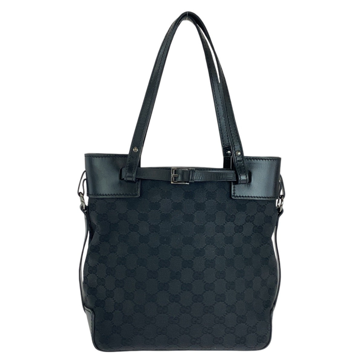 18723
GUCCI グッチ ブラック 黒 シルバー金具 GGキャンバス / レザー 107757 トートバッグ ショルダーバッグ  レディース ABP41