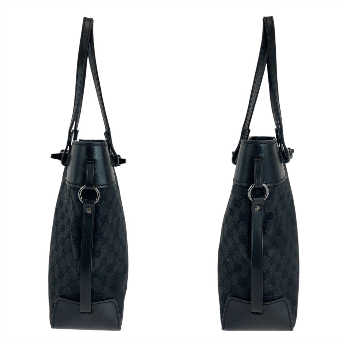 18723
GUCCI グッチ ブラック 黒 シルバー金具 GGキャンバス / レザー 107757 トートバッグ ショルダーバッグ  レディース ABP41