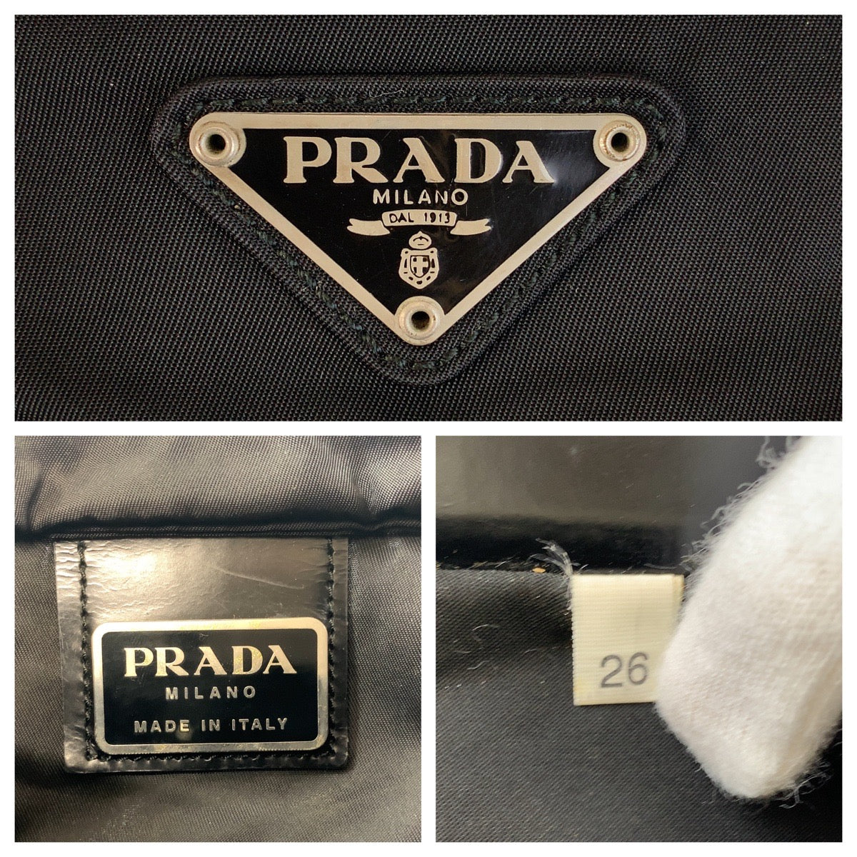 18724
PRADA プラダ テスート 三角ロゴプレート ブラック 黒 シルバー金具 ナイロン ショルダーバッグ メッセンジャーバッグ  レディース ABP39