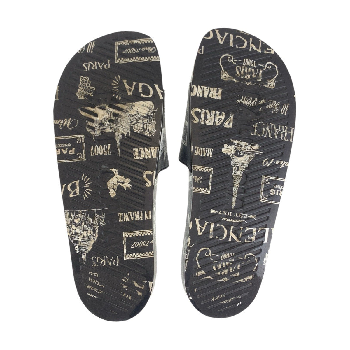 18729
BALENCIAGA バレンシアガ 表記サイズ12/29.5cm ブラック 黒 ホワイト ゴム サンダル スリッパ スライド メンズ ABP30