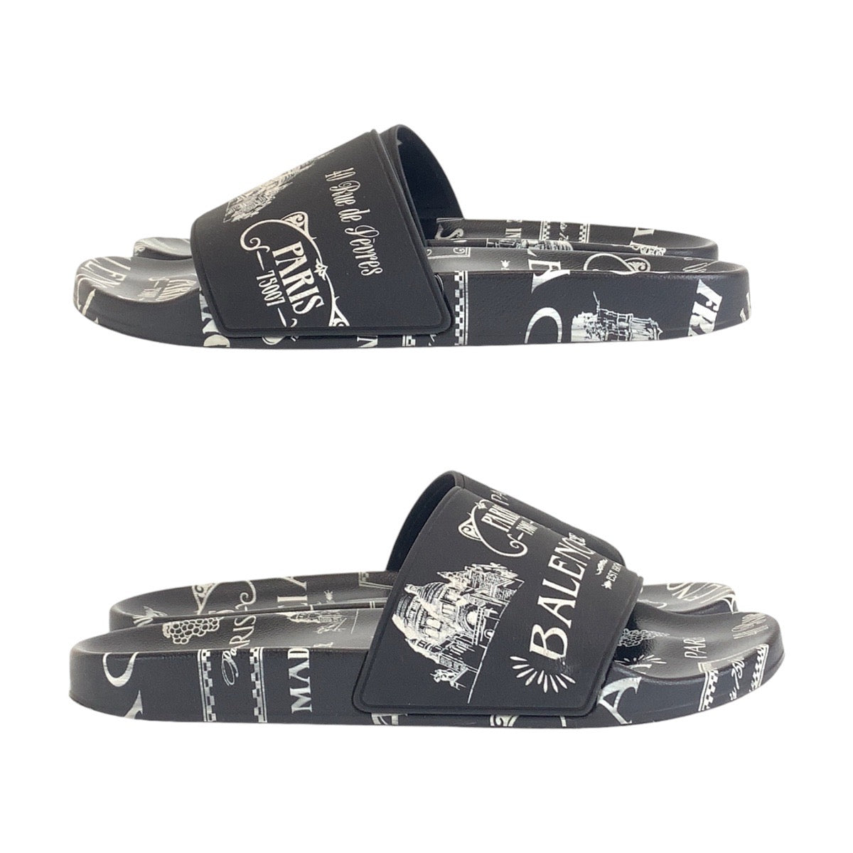 18729
BALENCIAGA バレンシアガ 表記サイズ12/29.5cm ブラック 黒 ホワイト ゴム サンダル スリッパ スライド メンズ ABP30