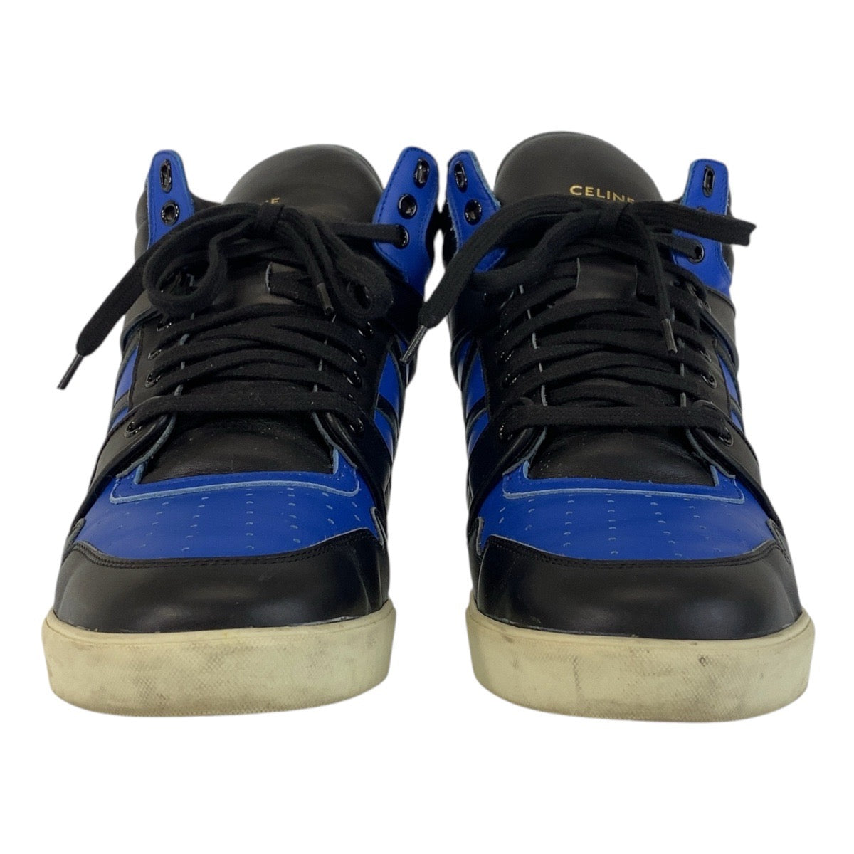 18733
CELINE セリーヌ ブルー ブラック 黒 レザー スニーカー メンズ AB36