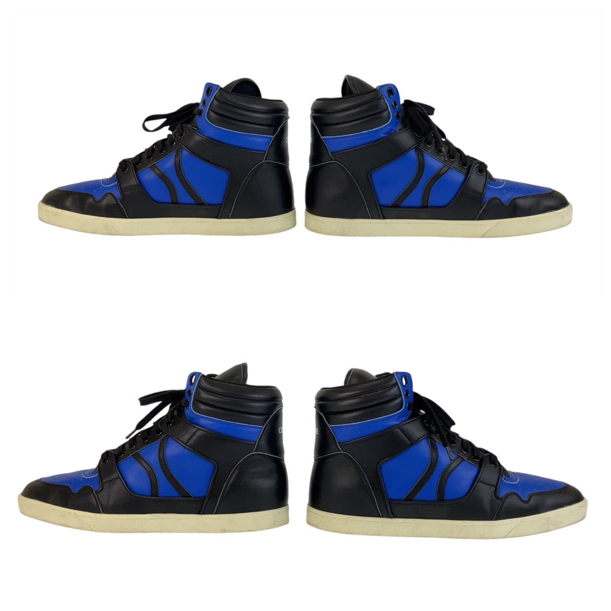 18733
CELINE セリーヌ ブルー ブラック 黒 レザー スニーカー メンズ AB36