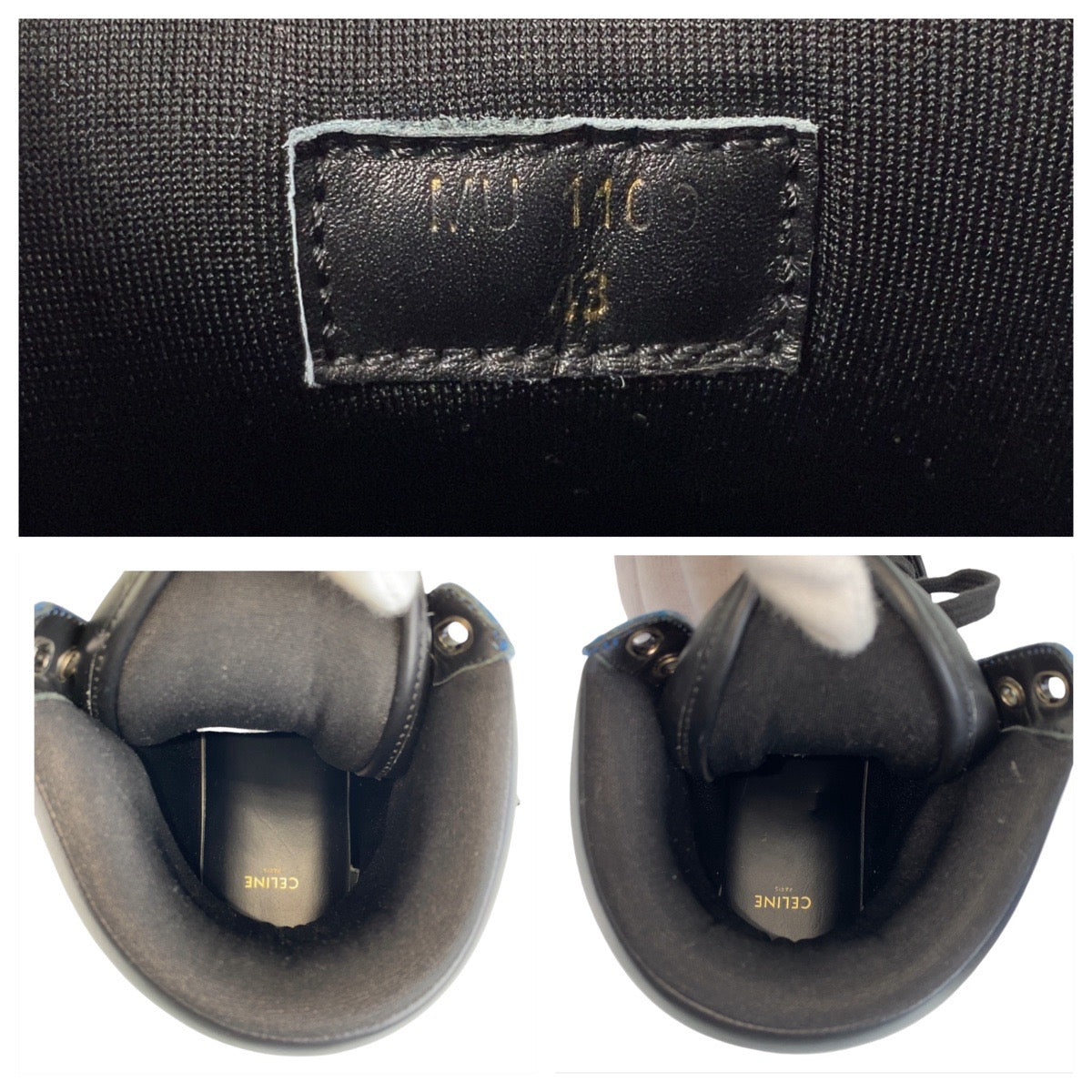 18733
CELINE セリーヌ ブルー ブラック 黒 レザー スニーカー メンズ AB36