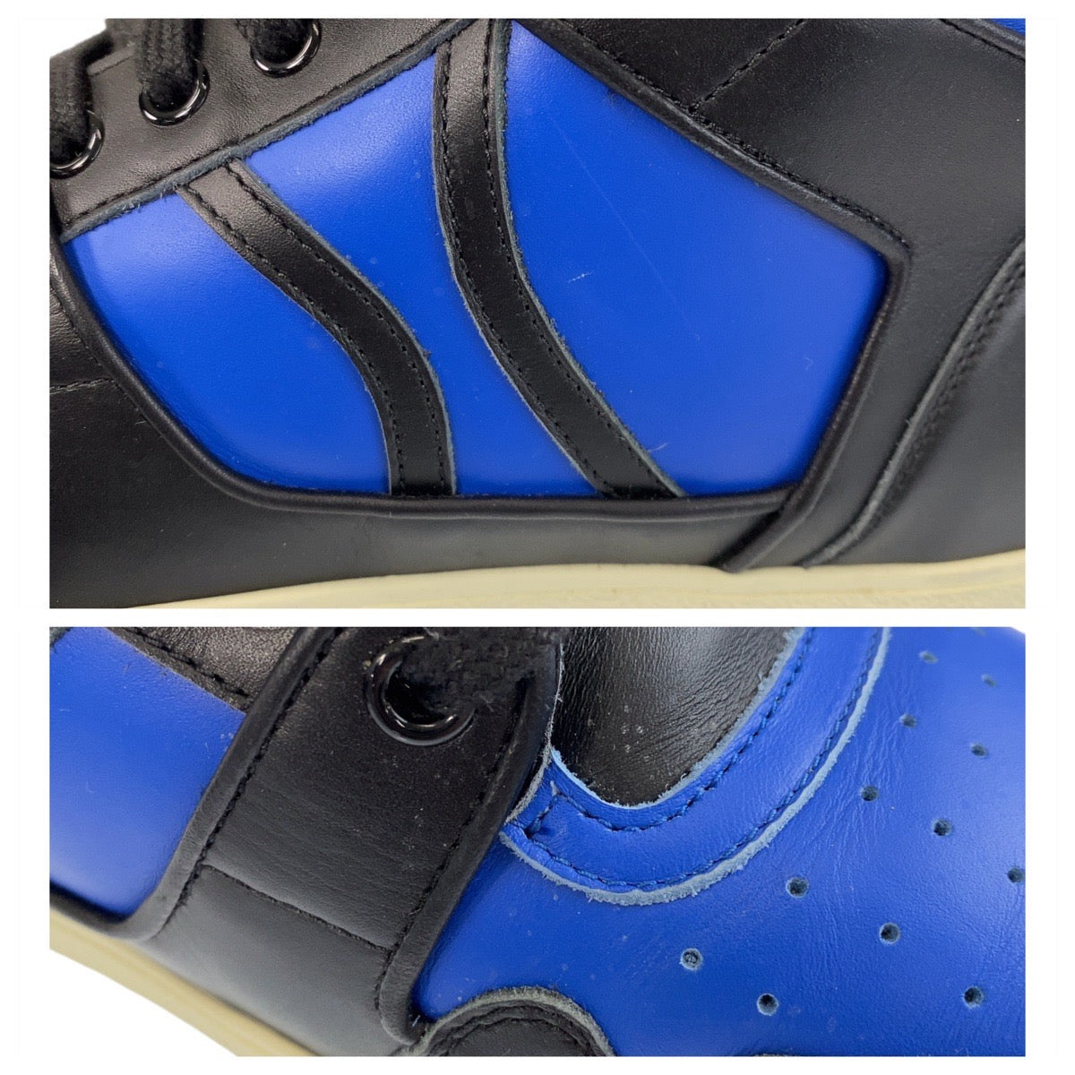 18733
CELINE セリーヌ ブルー ブラック 黒 レザー スニーカー メンズ AB36