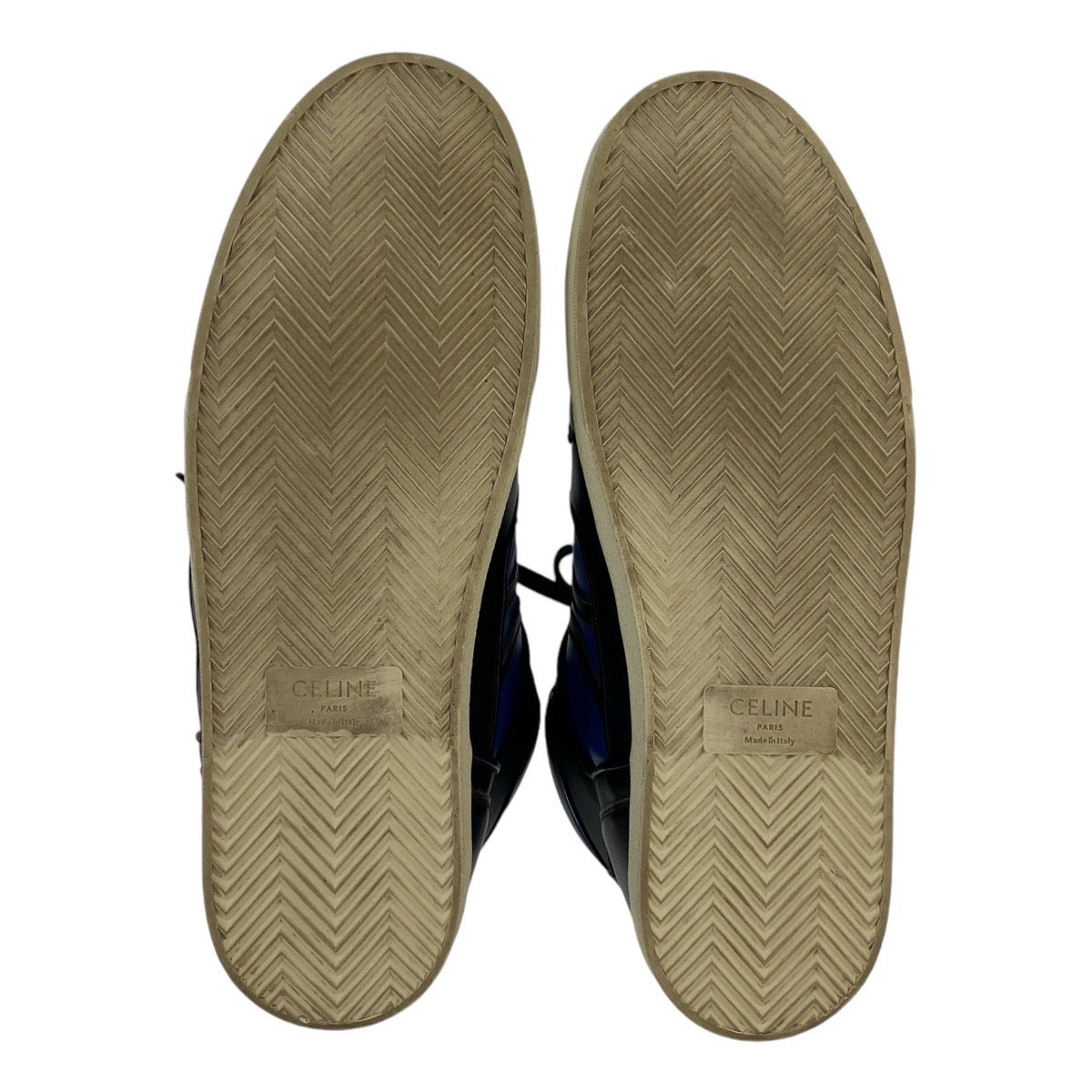 18733
CELINE セリーヌ ブルー ブラック 黒 レザー スニーカー メンズ AB36